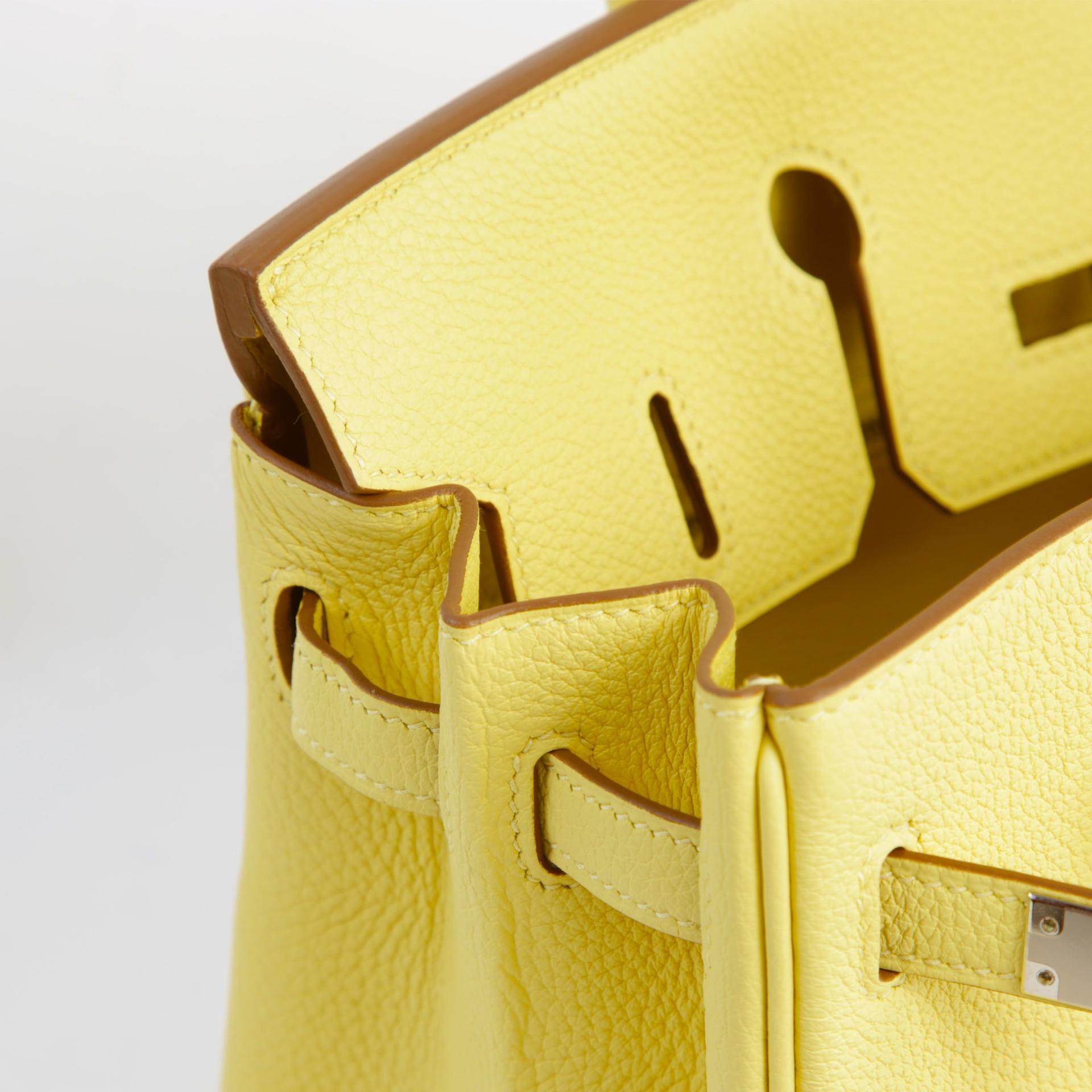 Brand New ( Rank N )  HERMÈS  Birkin 25 Jaune Poussin (1Z) Togo Palladium hardware W (2024) - 12