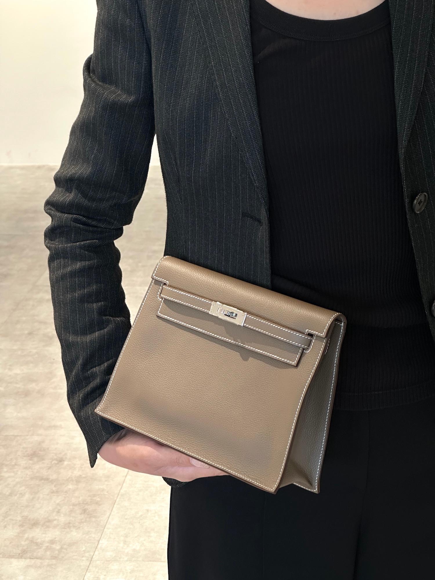Brand New ( Rank N ) HERMÈS Kelly Danse Etoupe (18) Evercolor Palladium hardware K (2025) - 3