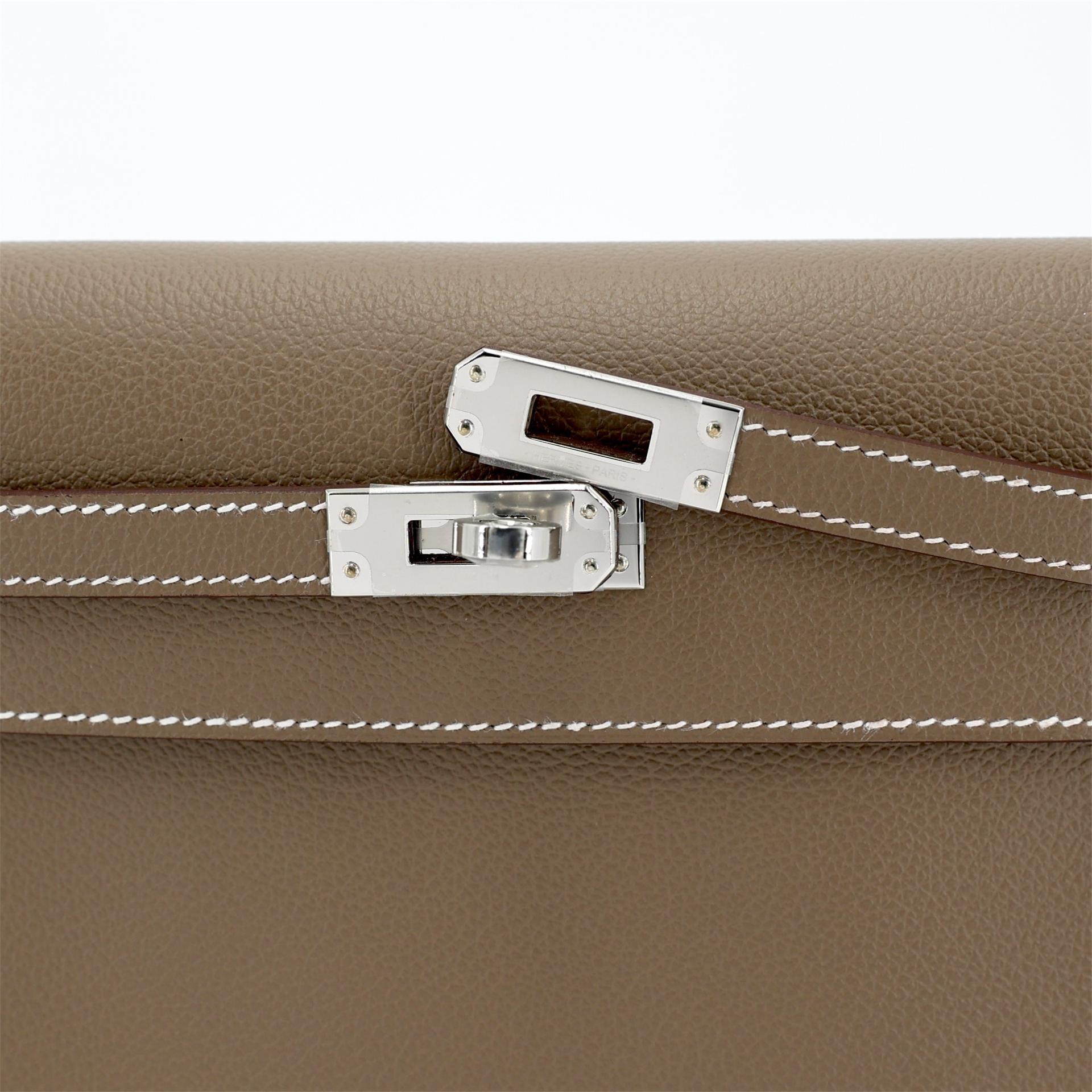 Brand New ( Rank N ) HERMÈS Kelly Danse Etoupe (18) Evercolor Palladium hardware K (2025) - 8