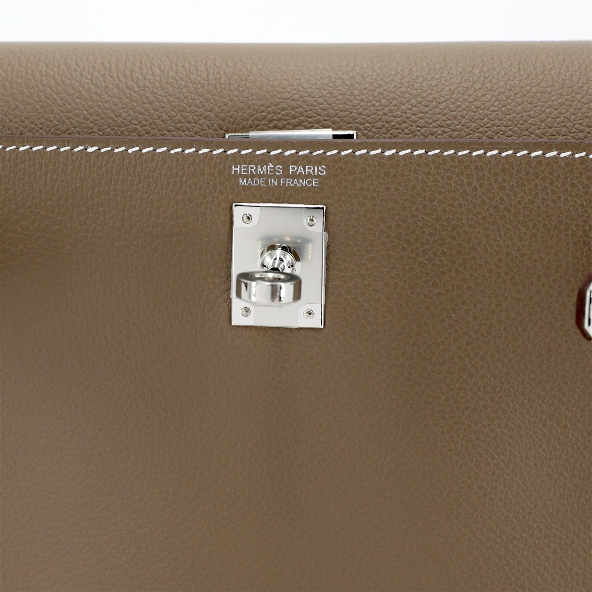 Brand New ( Rank N ) HERMÈS Kelly Danse Etoupe (18) Evercolor Palladium hardware K (2025) - 9