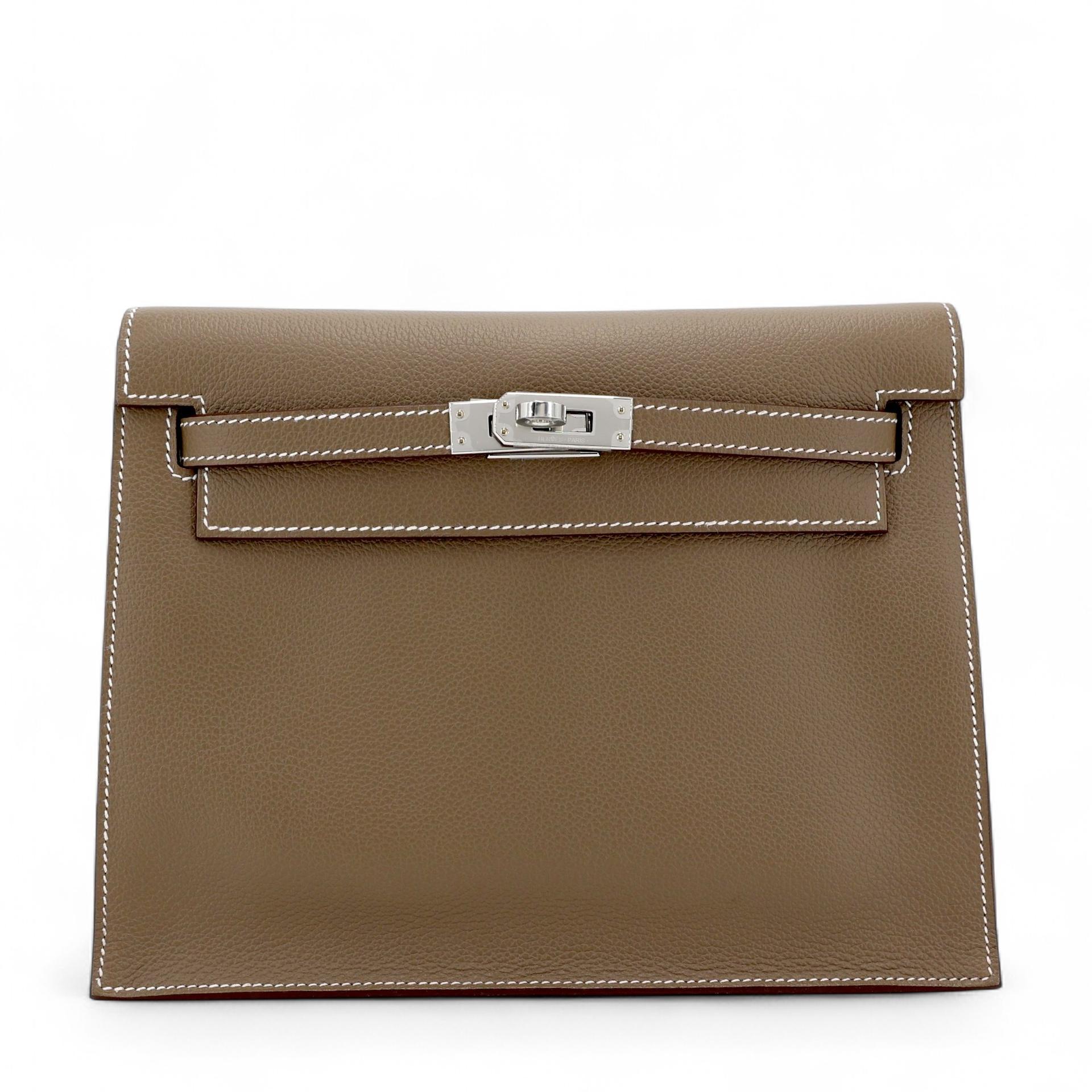 Brand New ( Rank N ) HERMÈS Kelly Danse Etoupe (18) Evercolor Palladium hardware K (2025) - 1