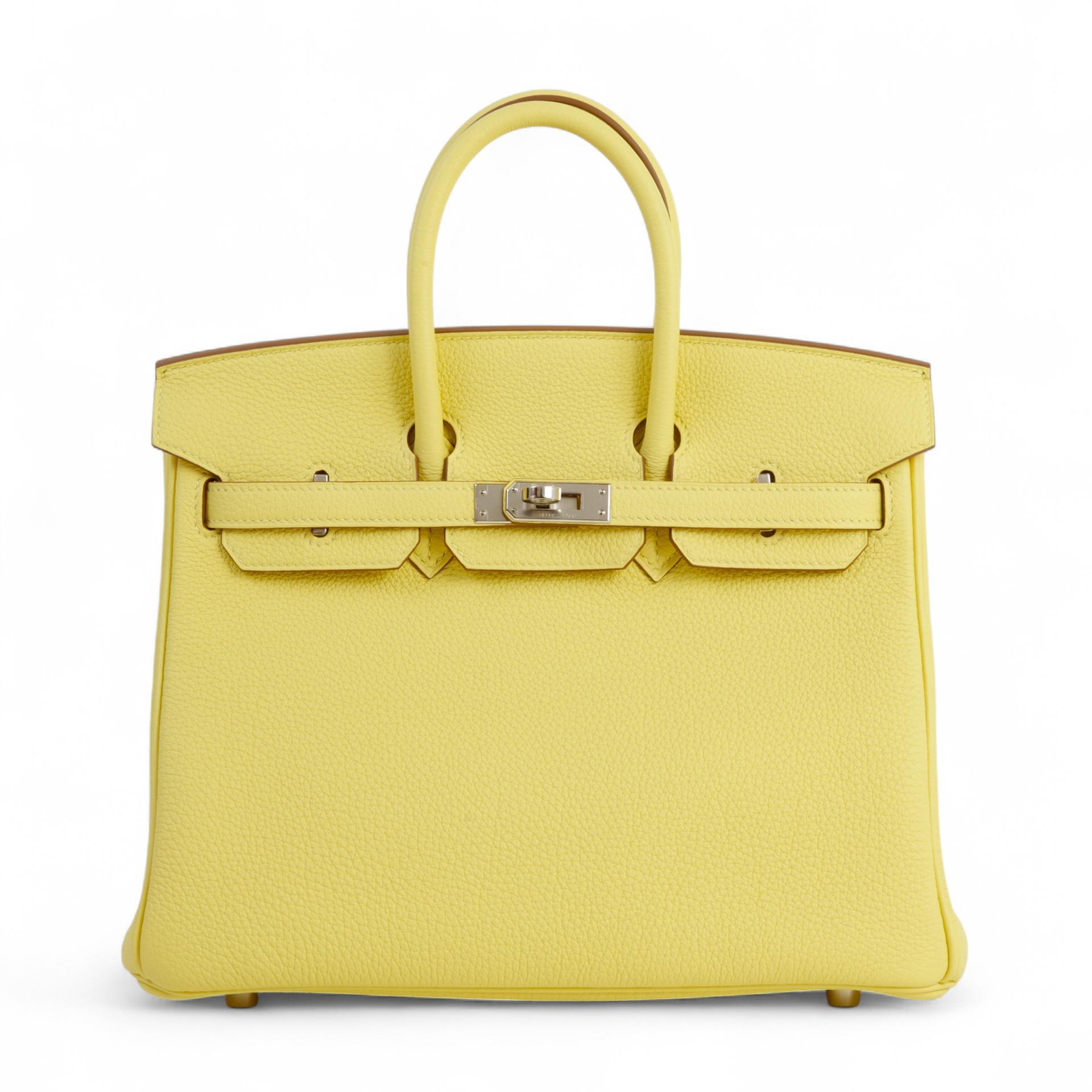 Brand New ( Rank N )  HERMÈS  Birkin 25 Jaune Poussin (1Z) Togo Palladium hardware W (2024) - 1