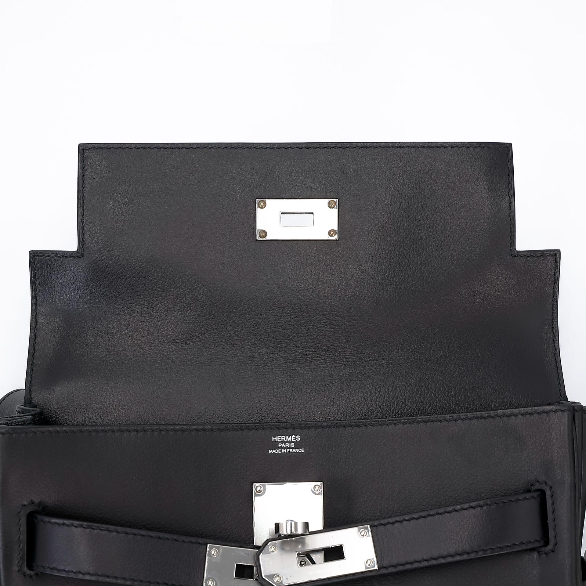 A美品  HERMÈS 爱马仕  Kelly Messenger PM 89 黑色 Noir Evergrain皮 银扣 K刻 2025年 - 31