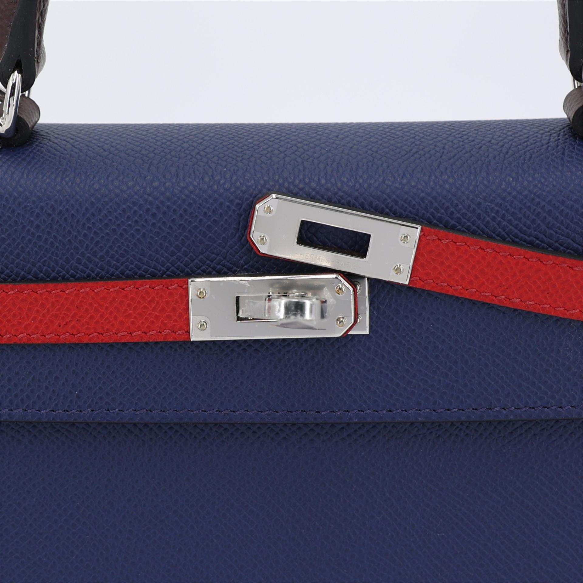 Brand New ( Rank N ) HERMÈS Kelly 25 Sellier Rouge Sellier (0G) Rouge Piment (5X) Bleu Saphir (73) Epsom Palladium hardware W (2024) - 10