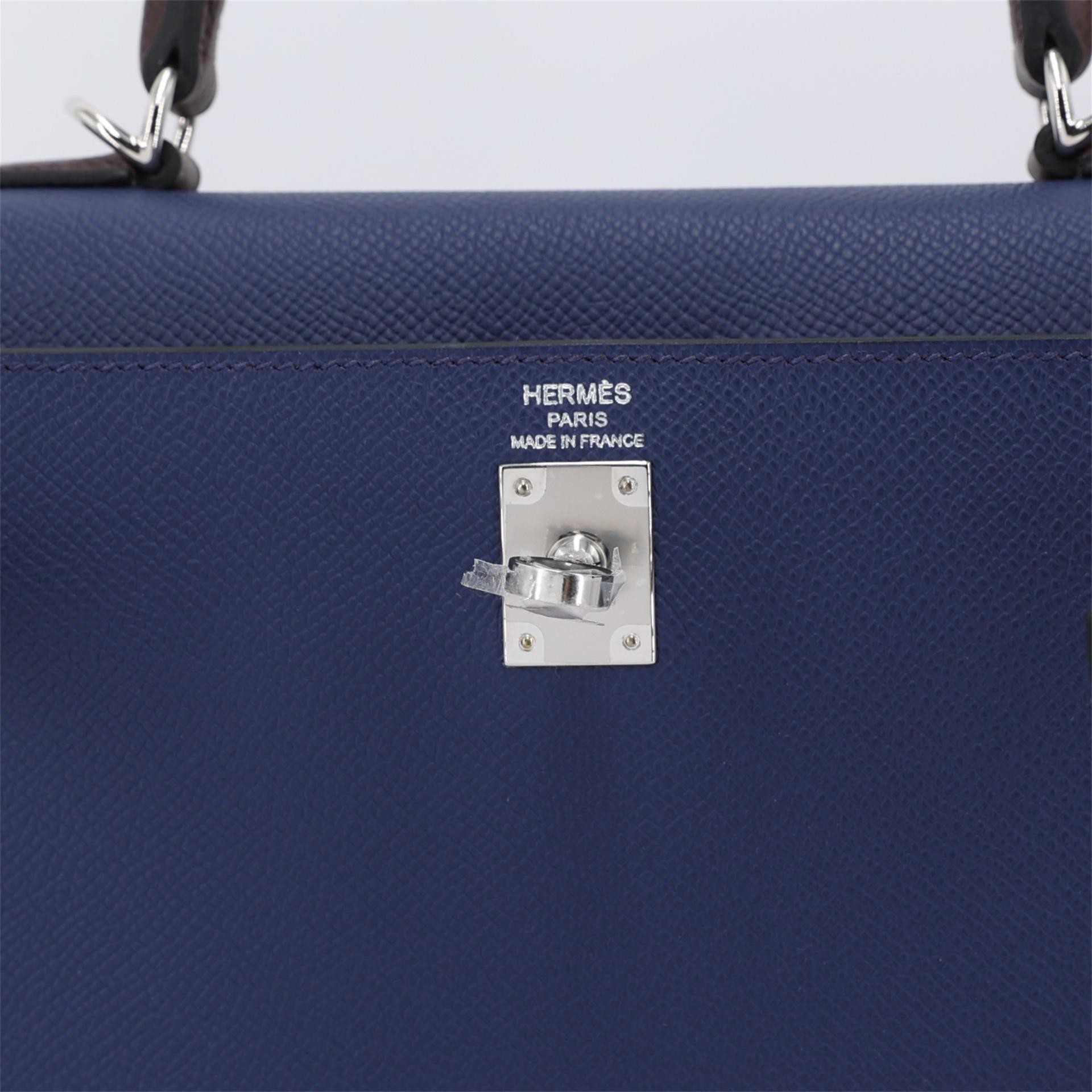 Brand New ( Rank N ) HERMÈS Kelly 25 Sellier Rouge Sellier (0G) Rouge Piment (5X) Bleu Saphir (73) Epsom Palladium hardware W (2024) - 11