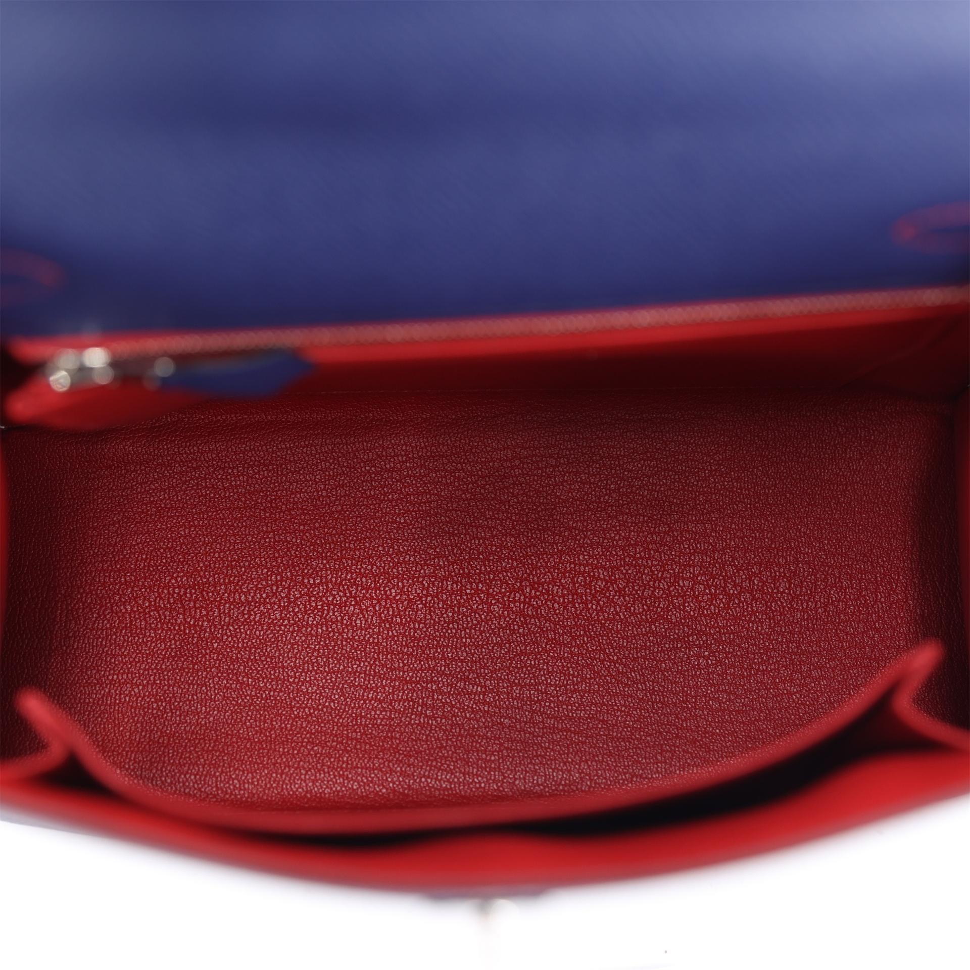 Brand New ( Rank N ) HERMÈS Kelly 25 Sellier Rouge Sellier (0G) Rouge Piment (5X) Bleu Saphir (73) Epsom Palladium hardware W (2024) - 12