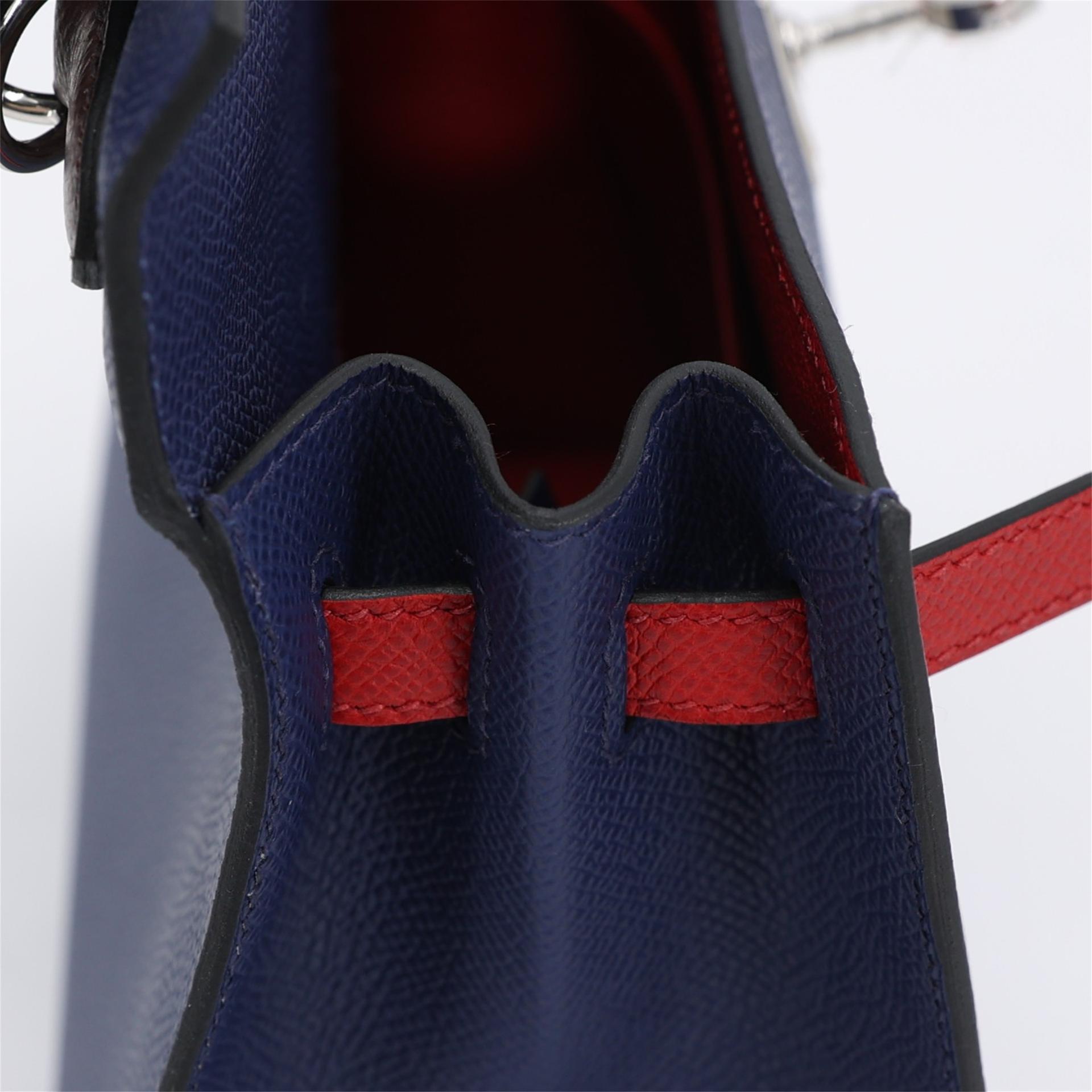 Brand New ( Rank N ) HERMÈS Kelly 25 Sellier Rouge Sellier (0G) Rouge Piment (5X) Bleu Saphir (73) Epsom Palladium hardware W (2024) - 13