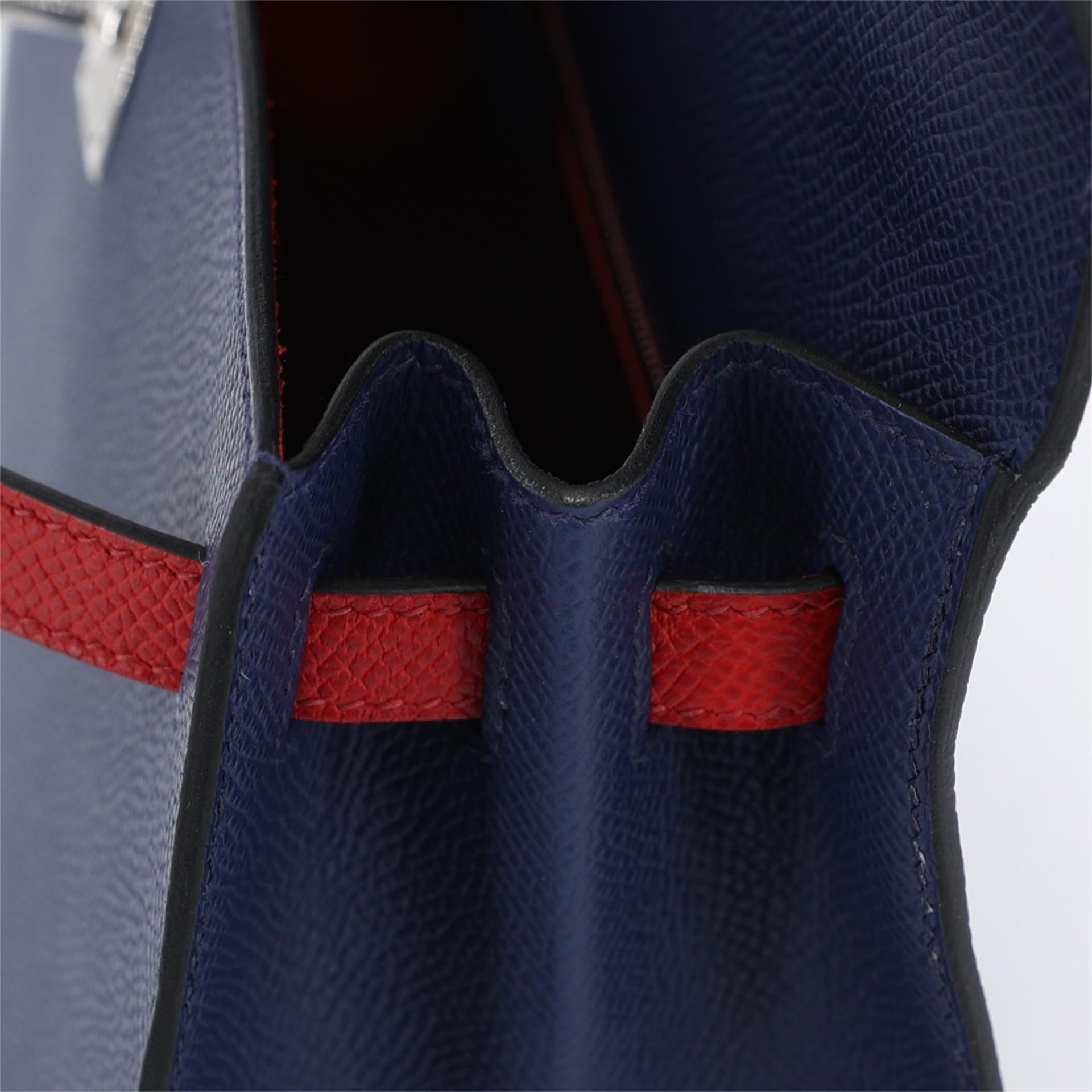 Brand New ( Rank N ) HERMÈS Kelly 25 Sellier Rouge Sellier (0G) Rouge Piment (5X) Bleu Saphir (73) Epsom Palladium hardware W (2024) - 14