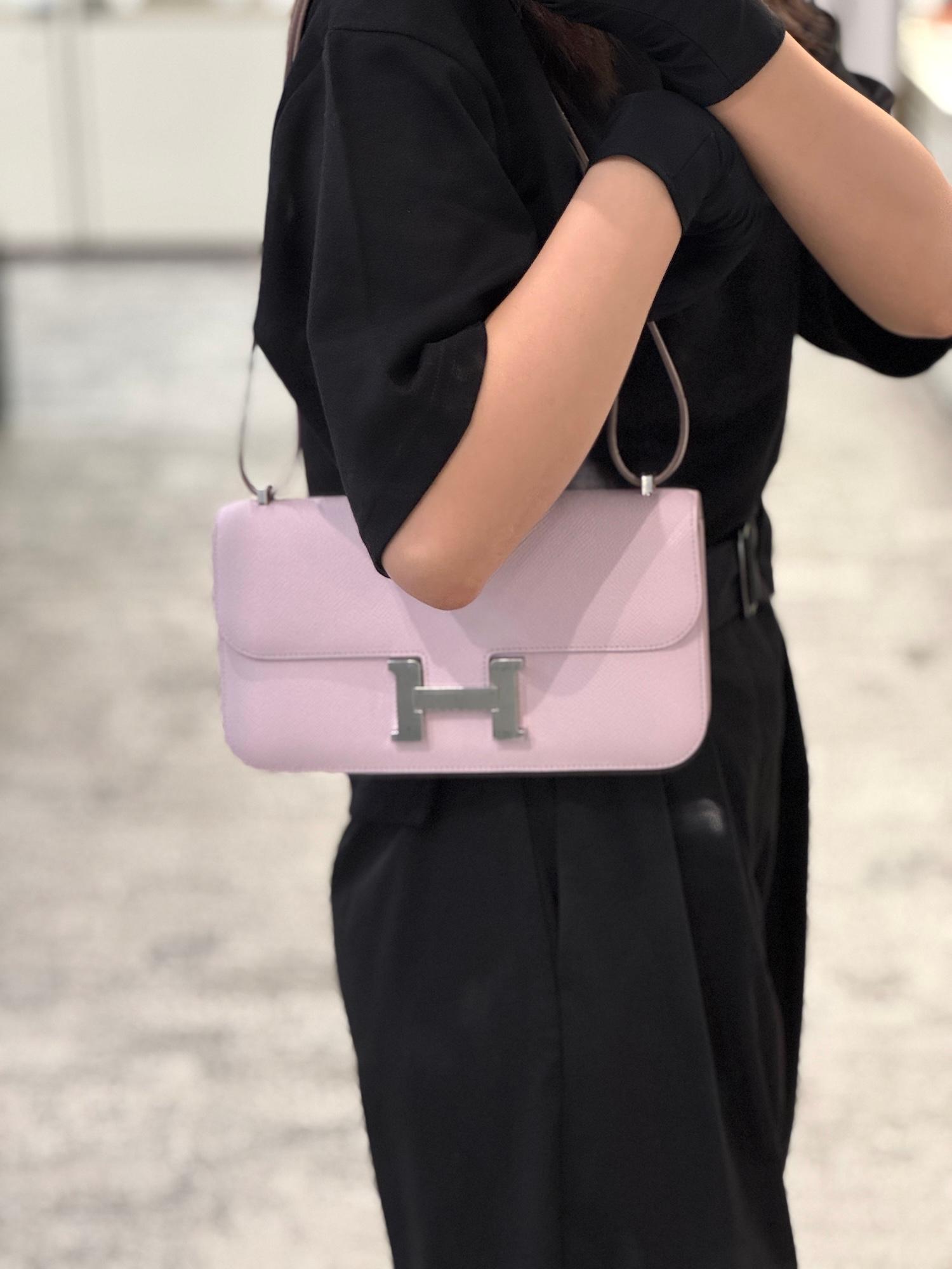 Brand New ( Rank N )  HERMÈS  Constance Elan 2024 Mauve Pale (09) Epsom Palladium hardware W (2024) - 3
