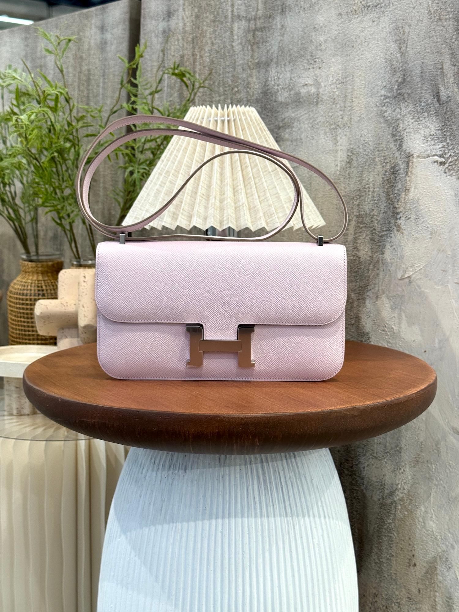 Brand New ( Rank N )  HERMÈS  Constance Elan 2024 Mauve Pale (09) Epsom Palladium hardware W (2024) - 4