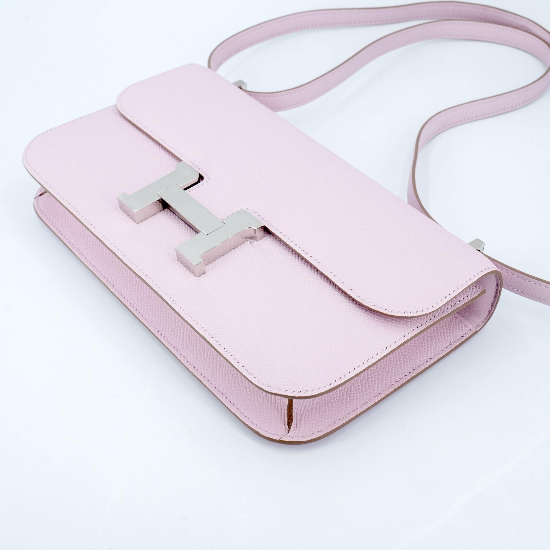 Brand New ( Rank N )  HERMÈS  Constance Elan 2024 Mauve Pale (09) Epsom Palladium hardware W (2024) - 8