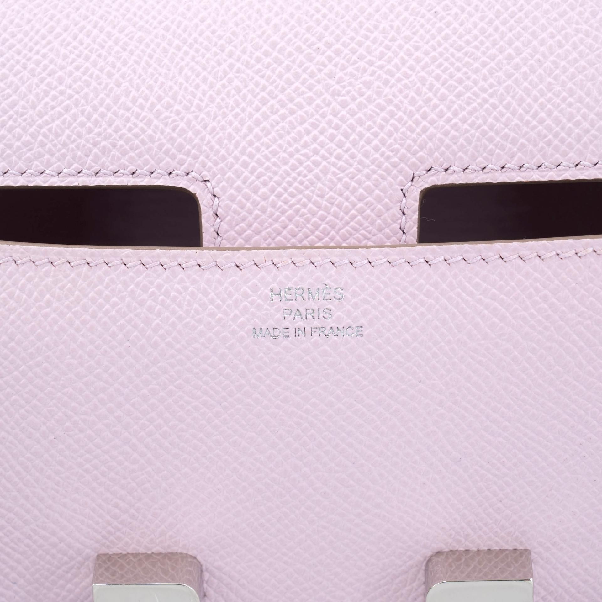 Brand New ( Rank N )  HERMÈS  Constance Elan 2024 Mauve Pale (09) Epsom Palladium hardware W (2024) - 11