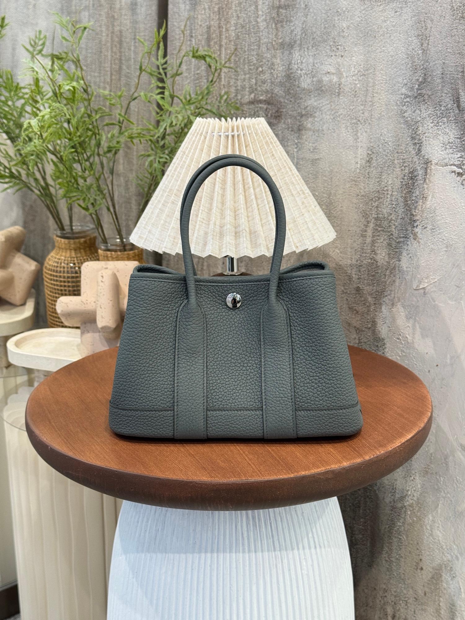 Brand New ( Rank N ) HERMÈS Neo Garden Party 23 Vert Amande (63) Negonda Palladium hardware K (2025) - 19