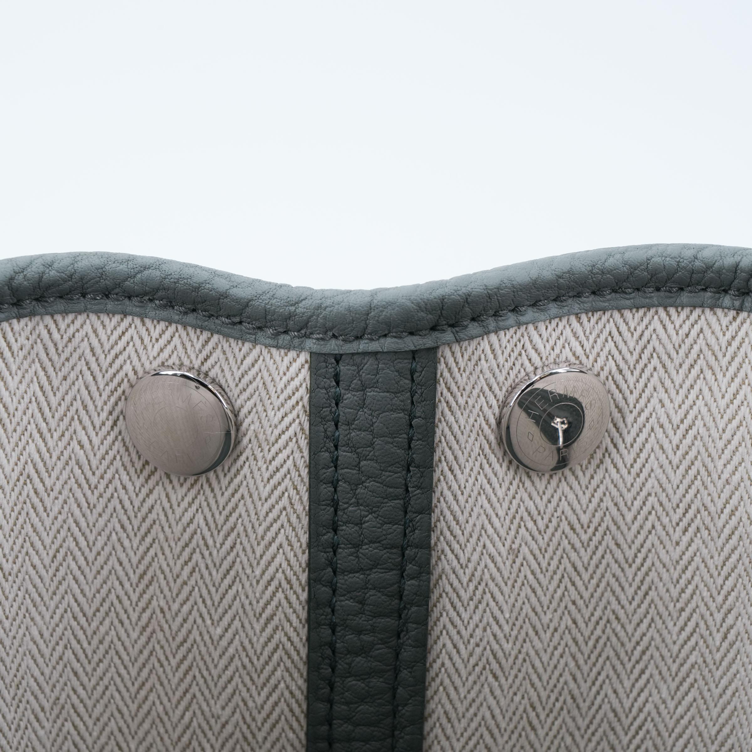 Brand New ( Rank N ) HERMÈS Neo Garden Party 23 Vert Amande (63) Negonda Palladium hardware K (2025) - 11