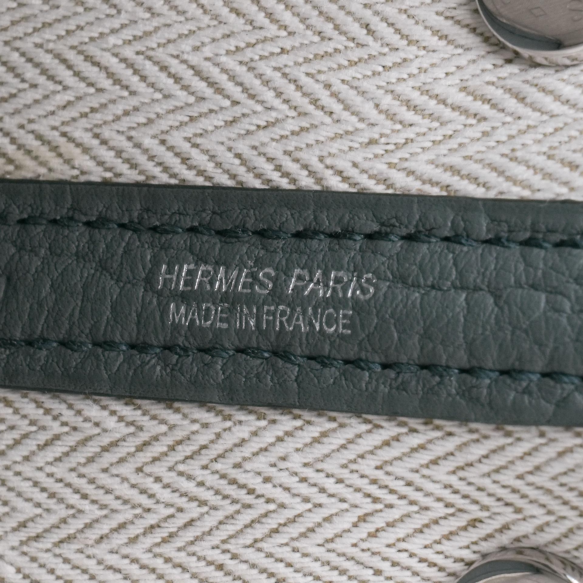Brand New ( Rank N ) HERMÈS Neo Garden Party 23 Vert Amande (63) Negonda Palladium hardware K (2025) - 12