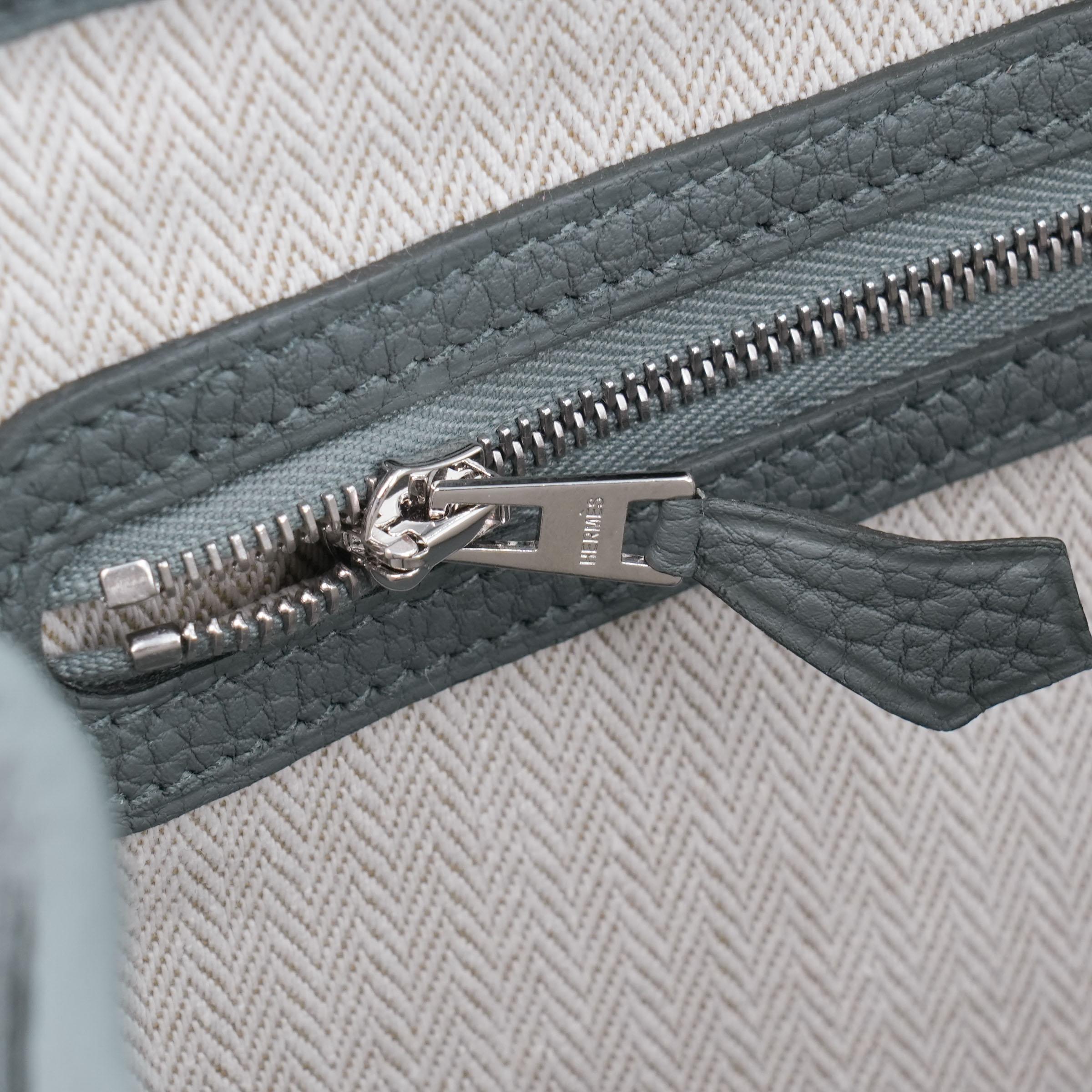 Brand New ( Rank N ) HERMÈS Neo Garden Party 23 Vert Amande (63) Negonda Palladium hardware K (2025) - 15