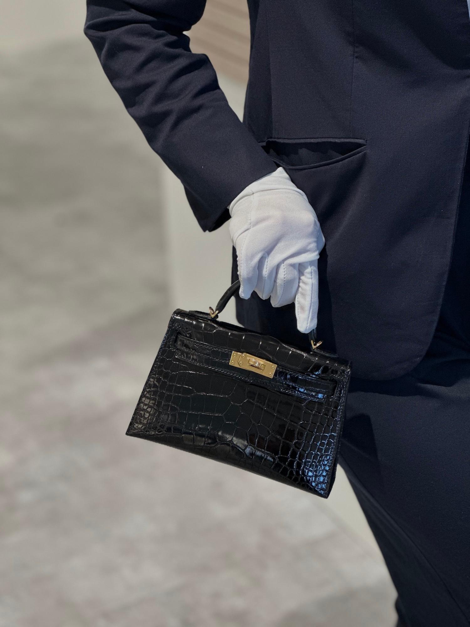 Brand New ( Rank N ) HERMÈS Mini Kelly II Black (89) Shiny Alligator Gold hardware K (2025) - 3
