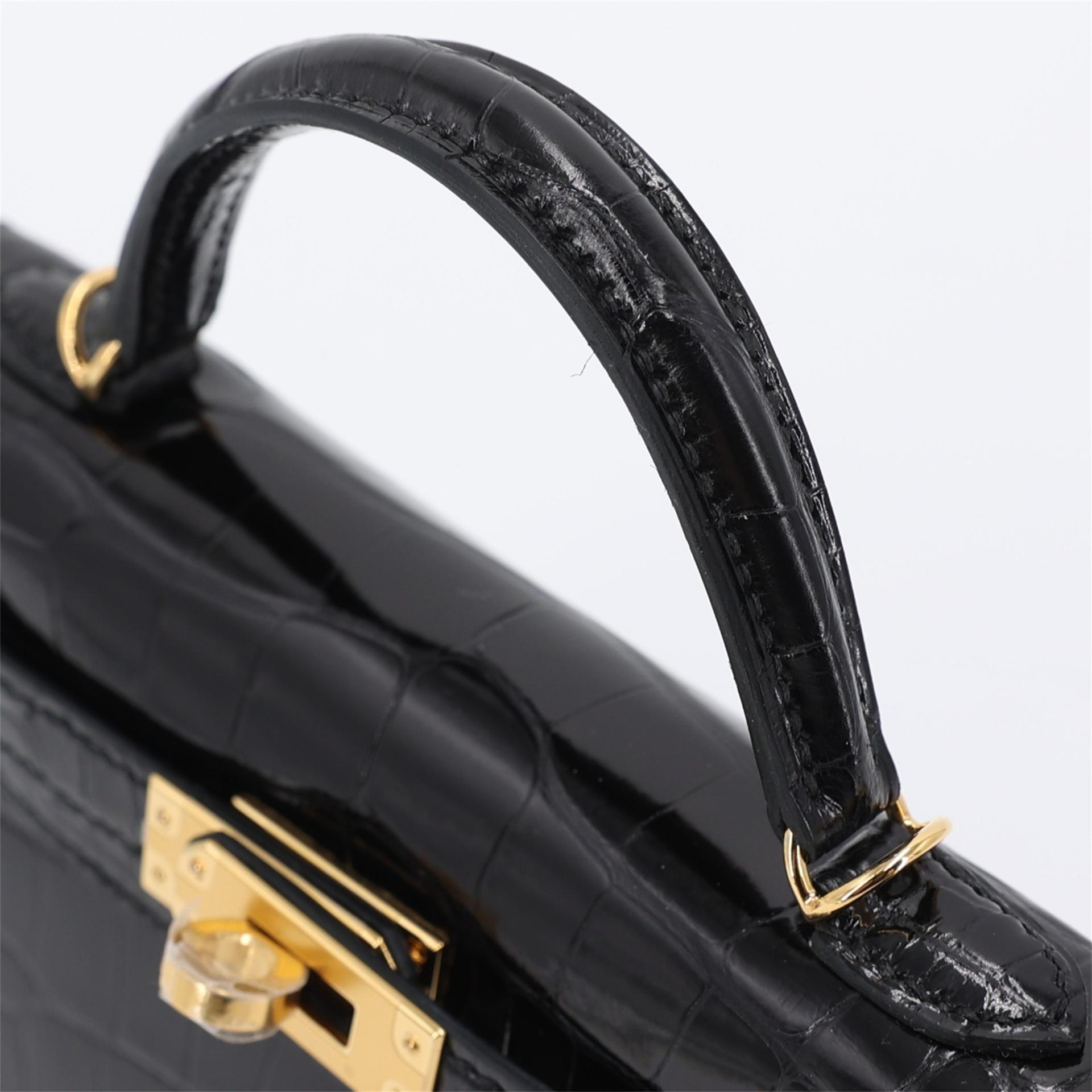 Brand New ( Rank N ) HERMÈS Mini Kelly II Black (89) Shiny Alligator Gold hardware K (2025) - 5