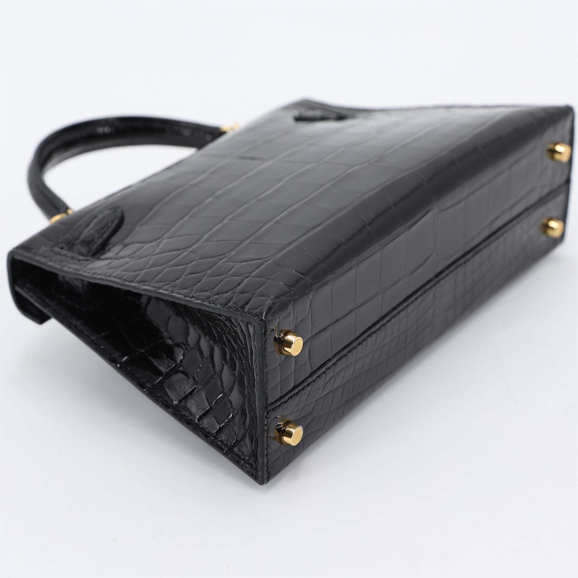 Brand New ( Rank N ) HERMÈS Mini Kelly II Black (89) Shiny Alligator Gold hardware K (2025) - 8