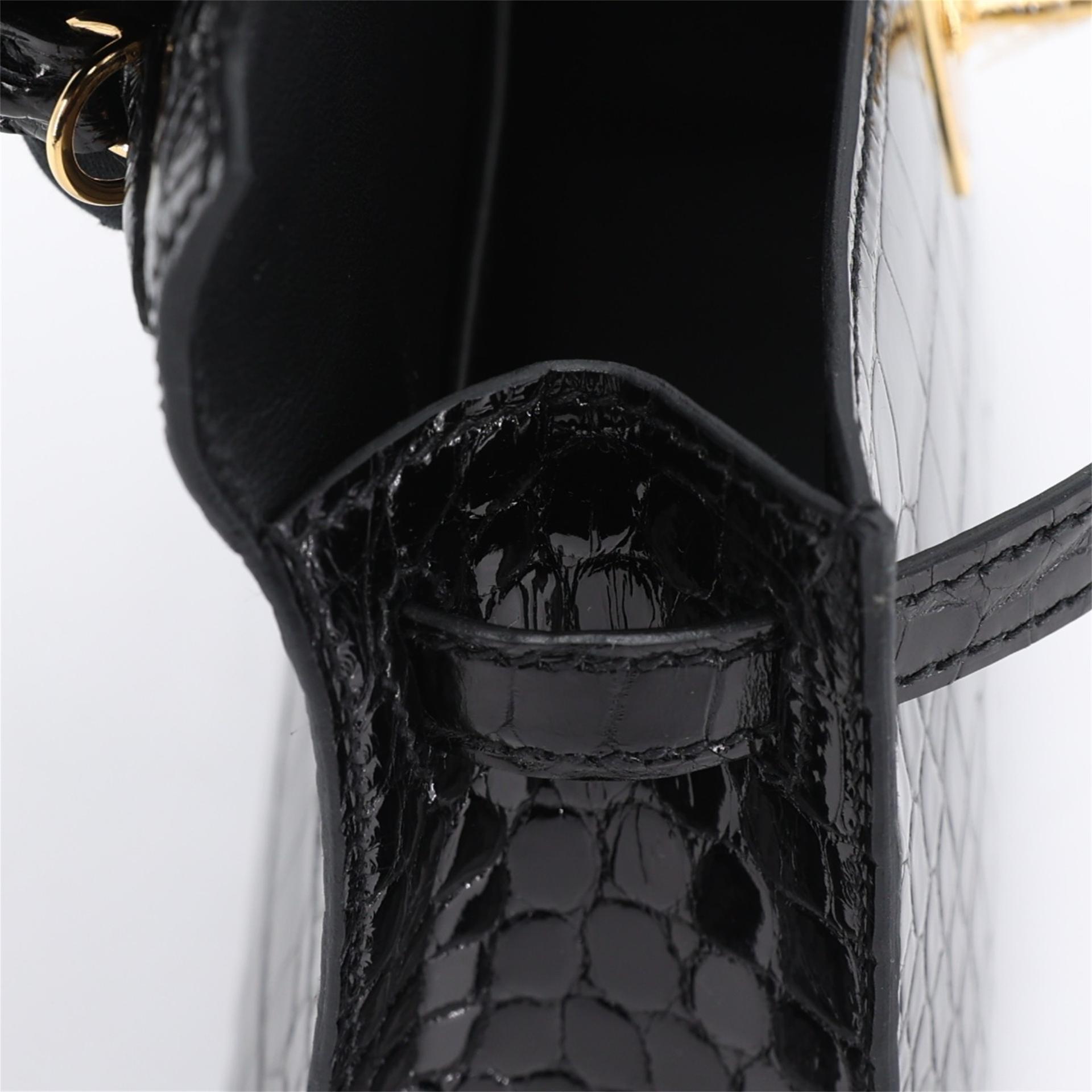 Brand New ( Rank N ) HERMÈS Mini Kelly II Black (89) Shiny Alligator Gold hardware K (2025) - 13