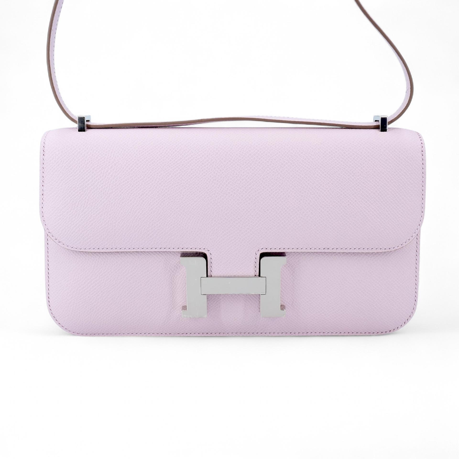 Brand New ( Rank N )  HERMÈS  Constance Elan 2024 Mauve Pale (09) Epsom Palladium hardware W (2024) - 1