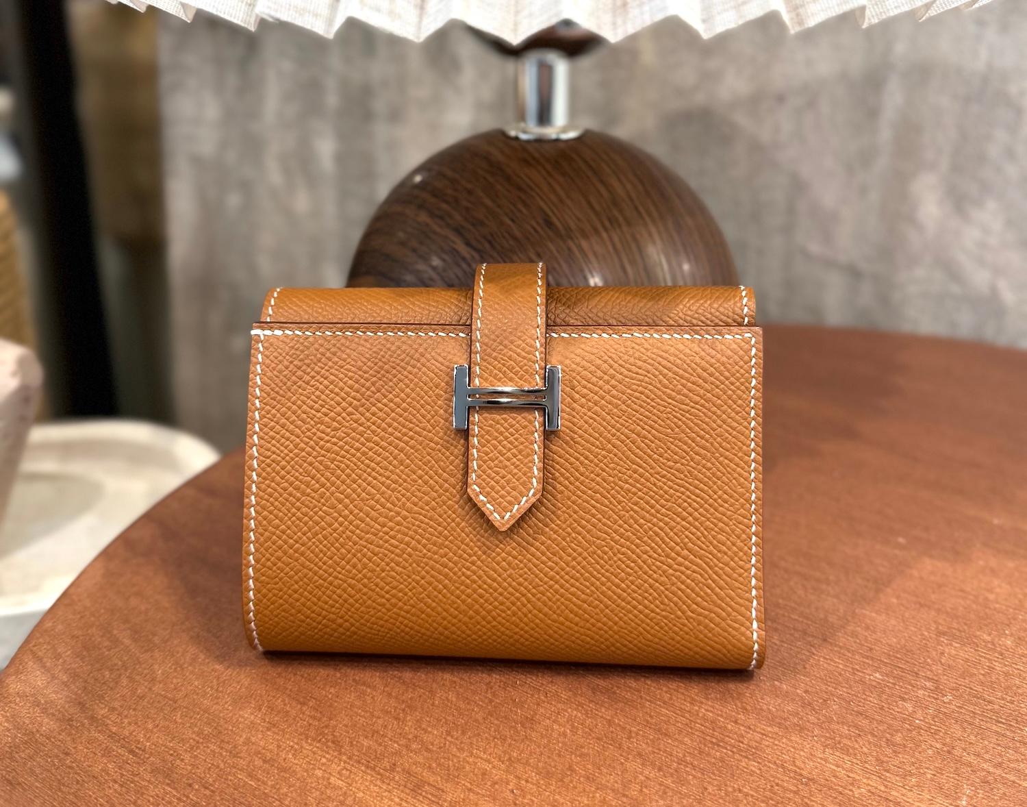Excellent ( Rank SA ) HERMÈS Bearn Combine Tri-fold Wallet Gold (37) Epsom Palladium hardware Z (2021) - 16