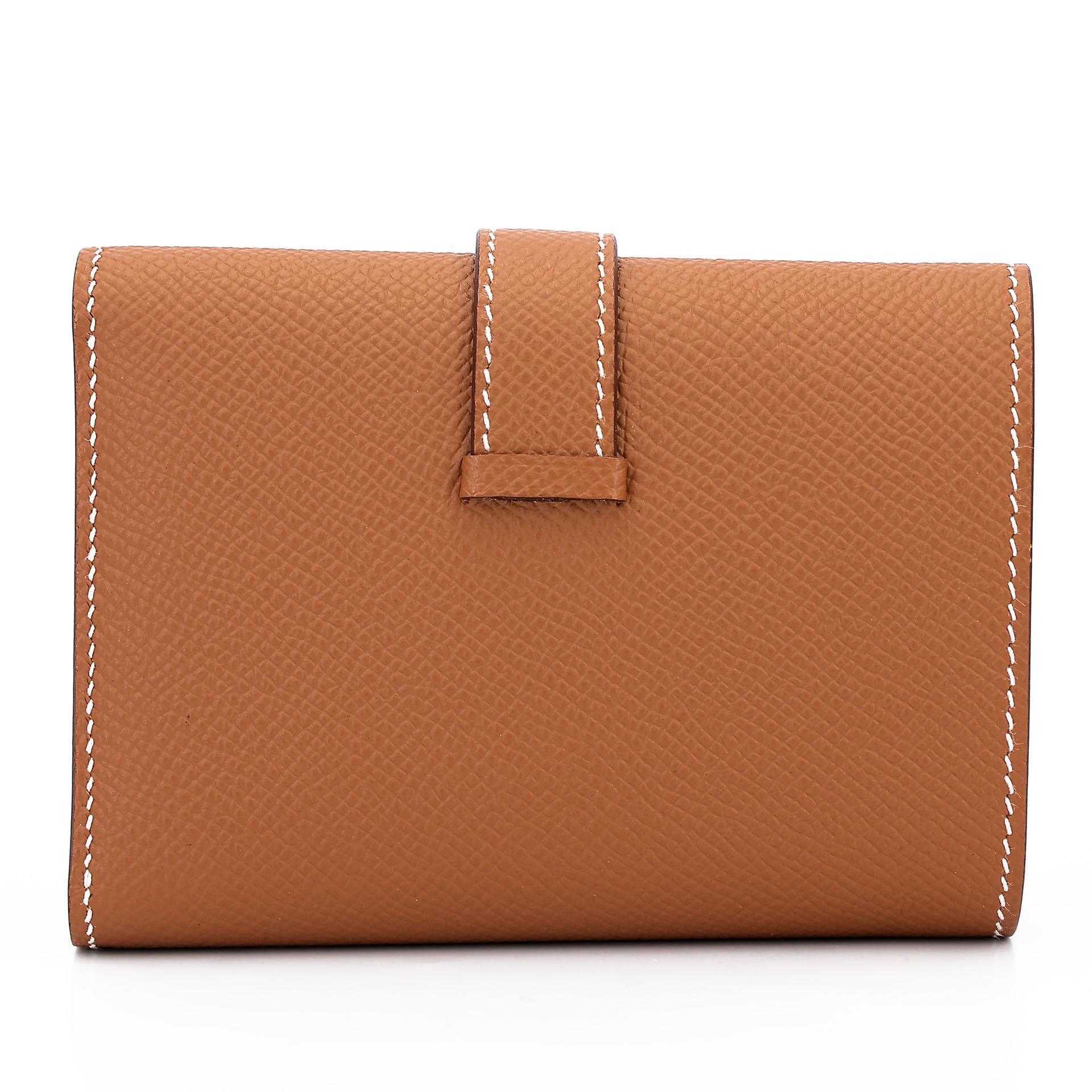 Excellent ( Rank SA ) HERMÈS Bearn Combine Tri-fold Wallet Gold (37) Epsom Palladium hardware Z (2021) - 2