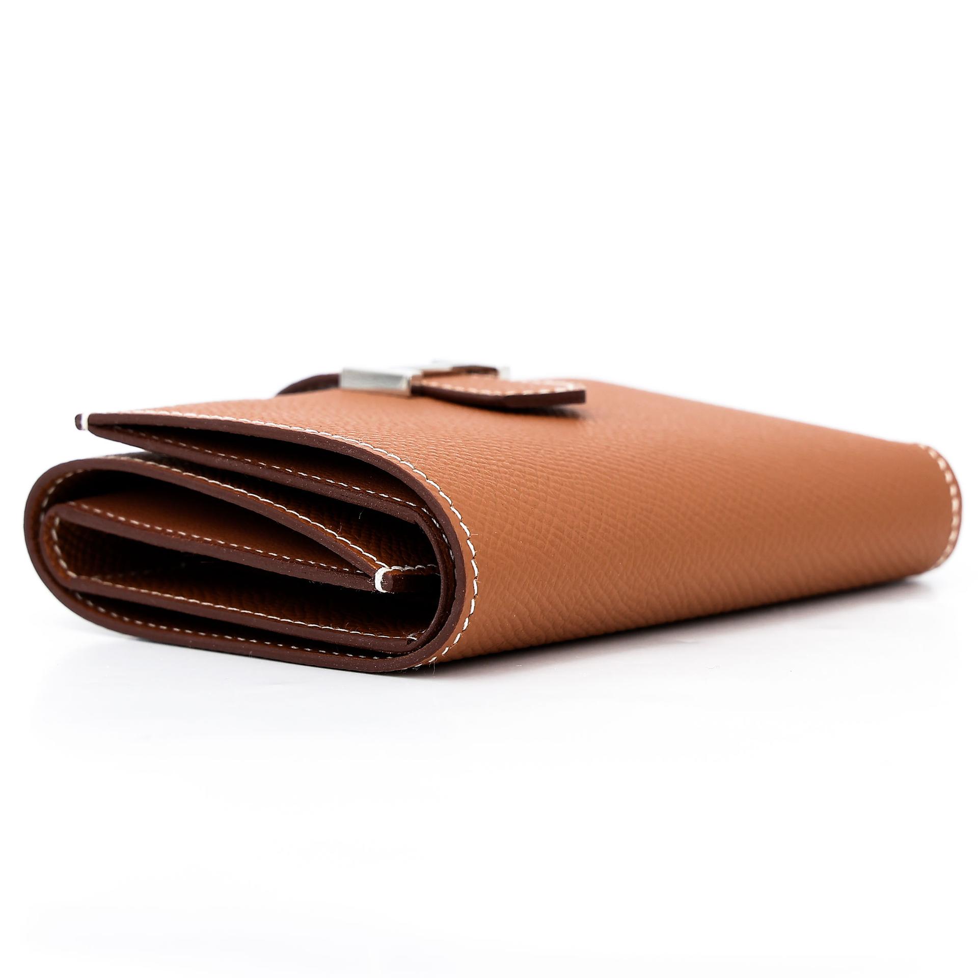 Excellent ( Rank SA ) HERMÈS Bearn Combine Tri-fold Wallet Gold (37) Epsom Palladium hardware Z (2021) - 4