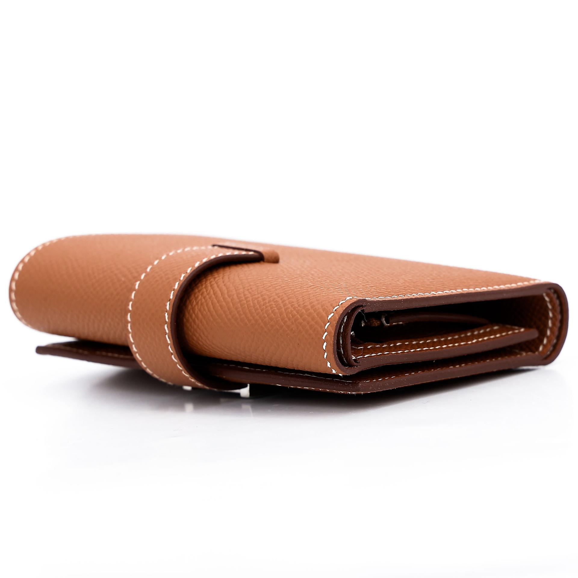 Excellent ( Rank SA ) HERMÈS Bearn Combine Tri-fold Wallet Gold (37) Epsom Palladium hardware Z (2021) - 5