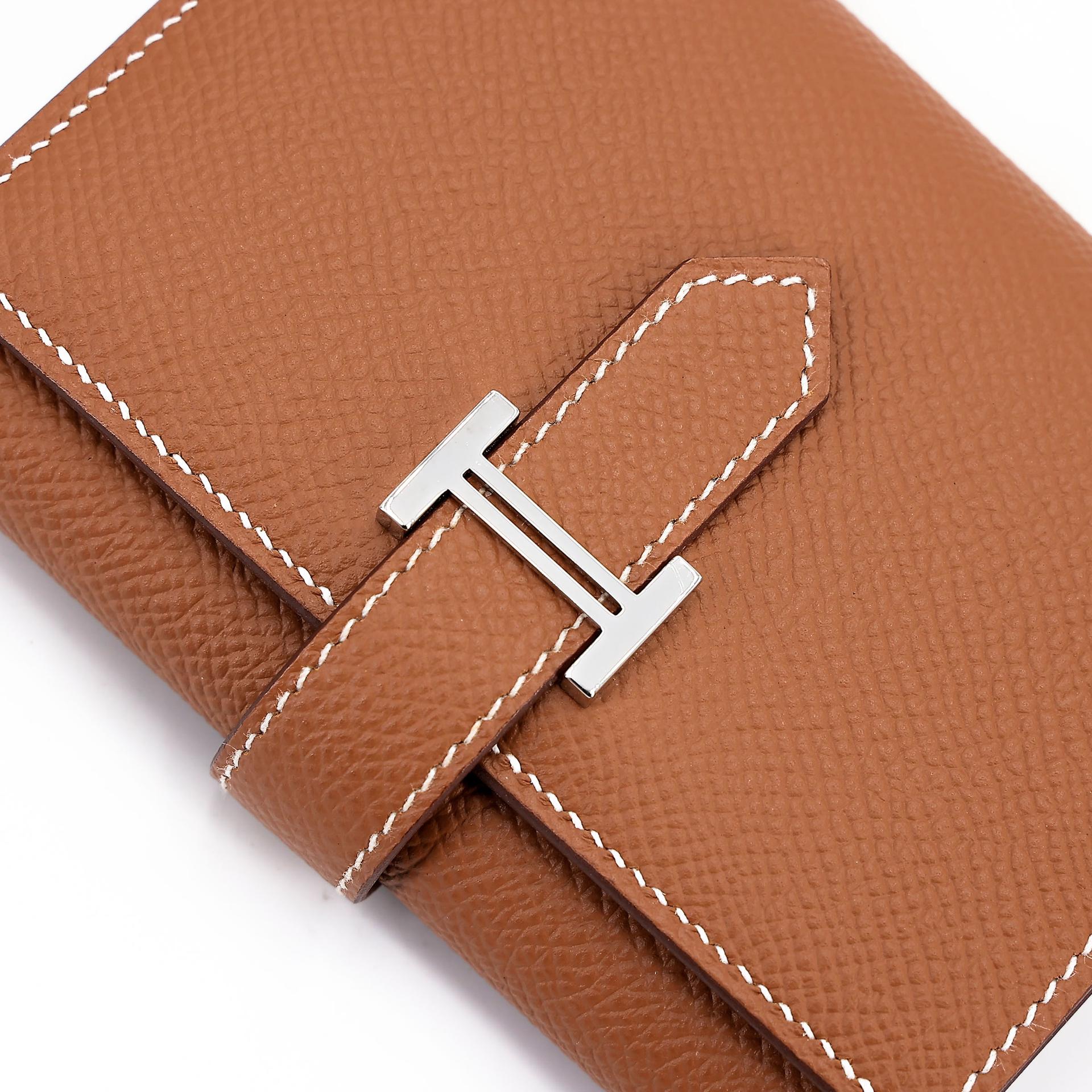 Excellent ( Rank SA ) HERMÈS Bearn Combine Tri-fold Wallet Gold (37) Epsom Palladium hardware Z (2021) - 7