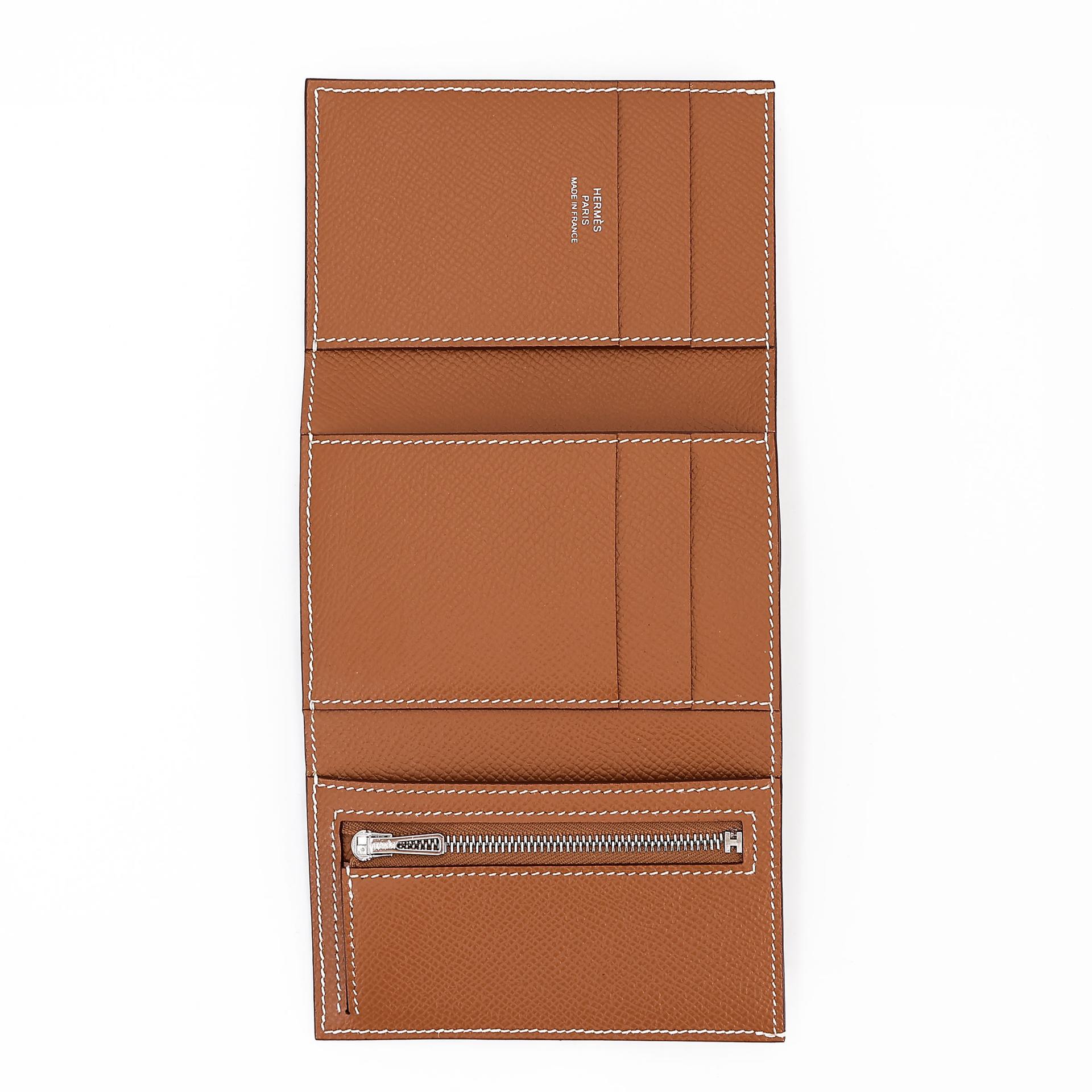 Excellent ( Rank SA ) HERMÈS Bearn Combine Tri-fold Wallet Gold (37) Epsom Palladium hardware Z (2021) - 8