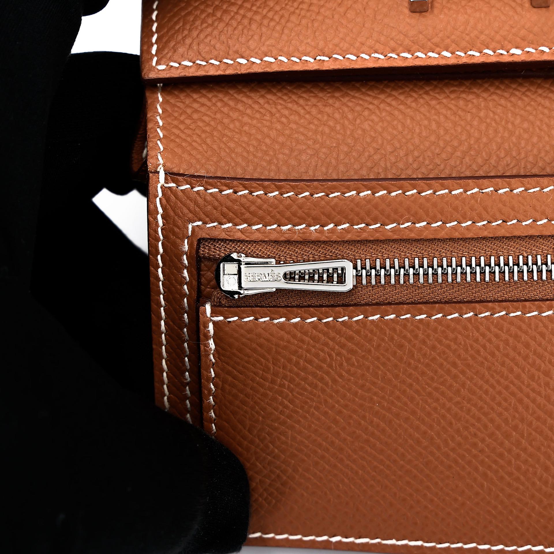 Excellent ( Rank SA ) HERMÈS Bearn Combine Tri-fold Wallet Gold (37) Epsom Palladium hardware Z (2021) - 10