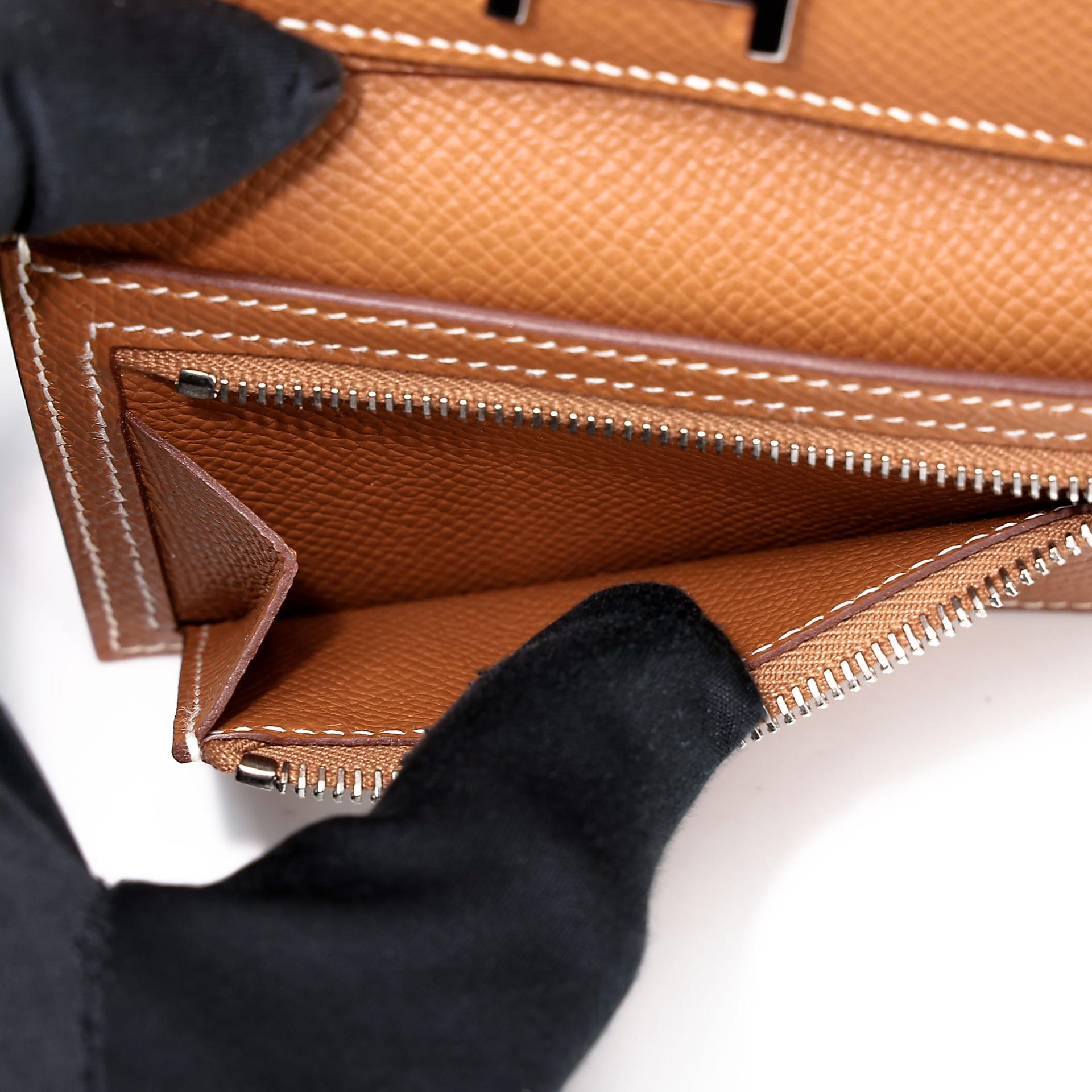 Excellent ( Rank SA ) HERMÈS Bearn Combine Tri-fold Wallet Gold (37) Epsom Palladium hardware Z (2021) - 14