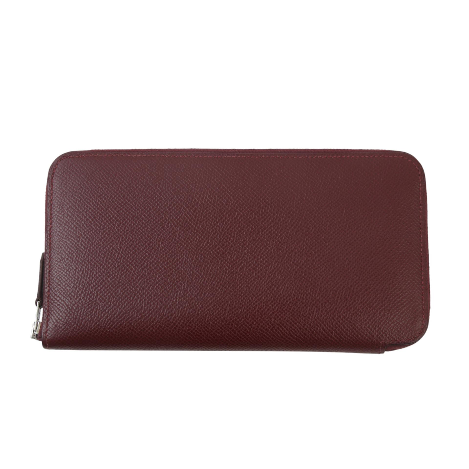 Good ( Rank AB) HERMÈS Silk in Azap Long Wallet  Rouge H (55) Epsom Palladium hardware Z (2021) - 1