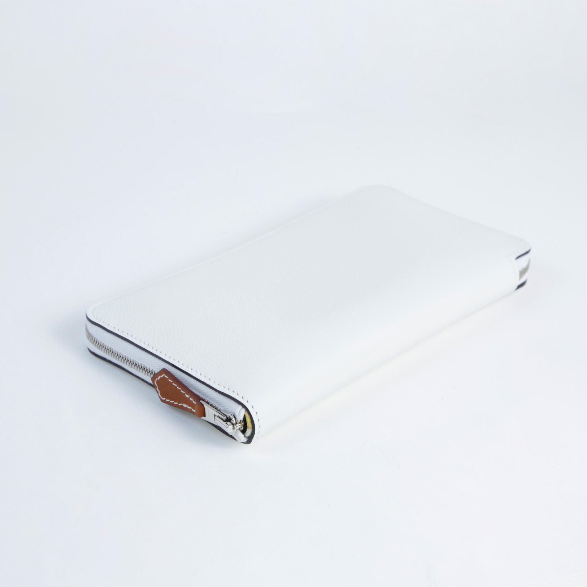 未使用保存品  HERMÈS 愛馬仕  Silk in Azap 長款錢包 0U New White 新白色 Evercolor皮 銀扣 B刻 2023年 - 3
