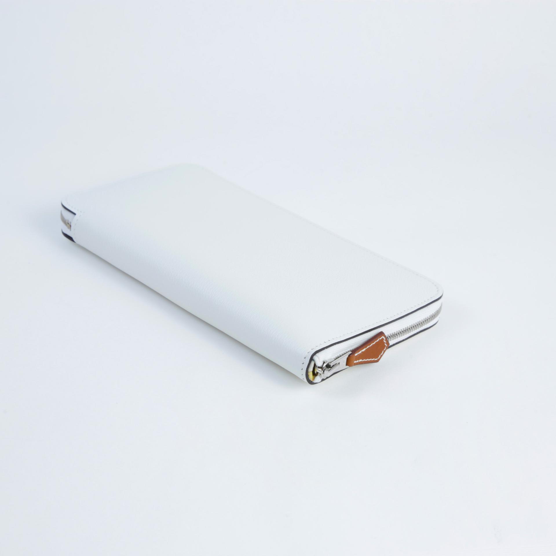 未使用保存品  HERMÈS 愛馬仕  Silk in Azap 長款錢包 0U New White 新白色 Evercolor皮 銀扣 B刻 2023年 - 6