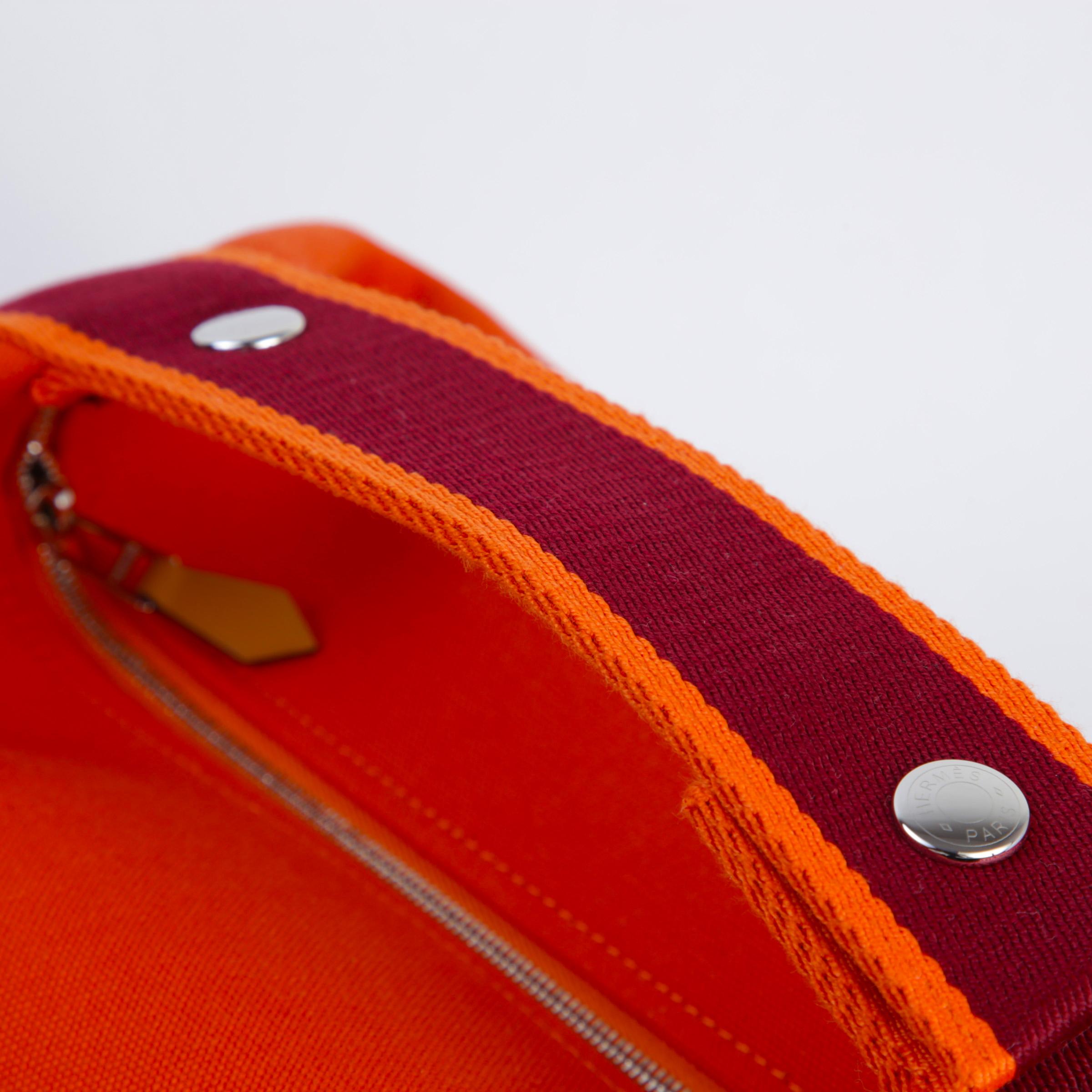 Unused ( Rank NS )  HERMÈS  Bride-a-Brac Case GM Orange (93) Canvas Palladium hardware - 3