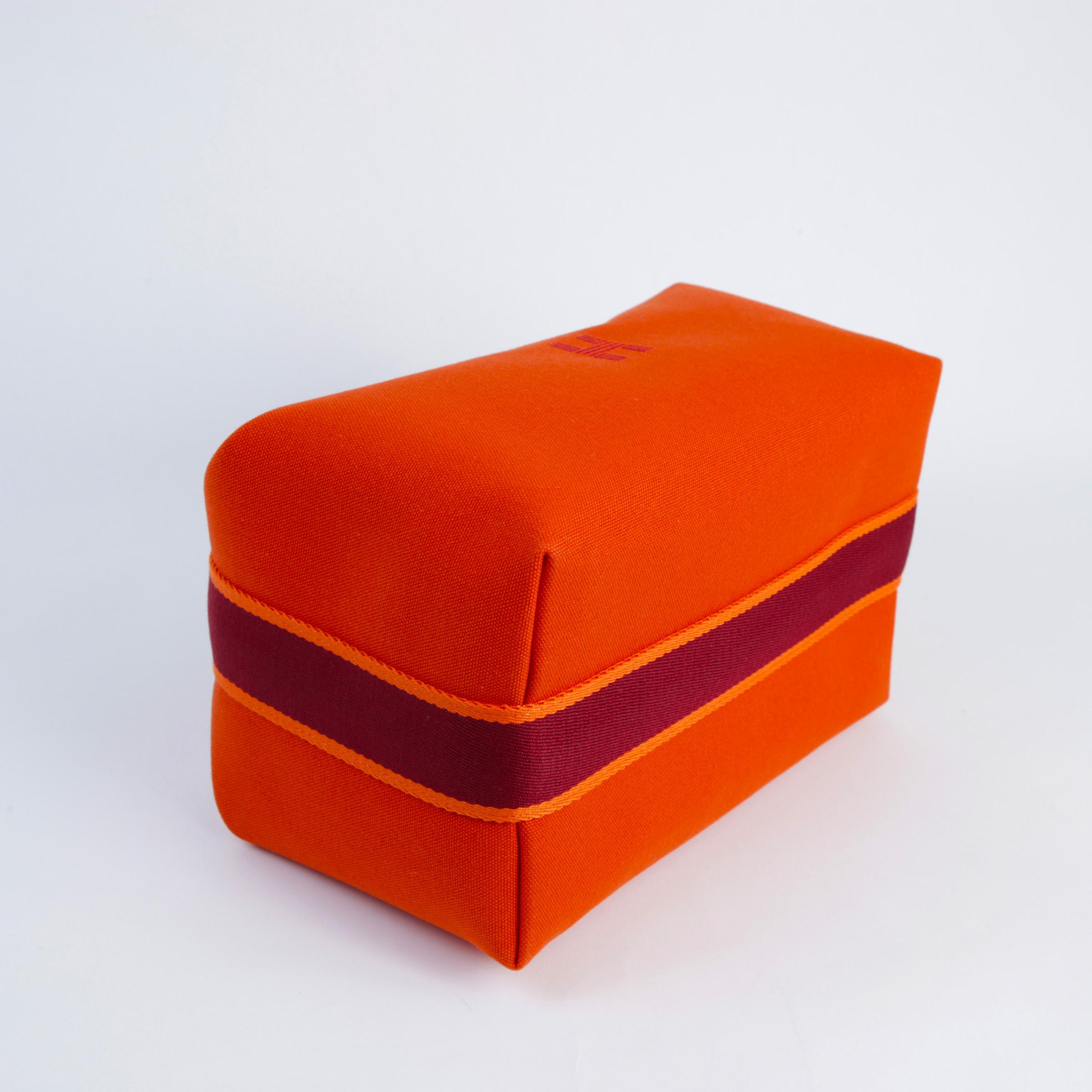 Unused ( Rank NS )  HERMÈS  Bride-a-Brac Case GM Orange (93) Canvas Palladium hardware - 4