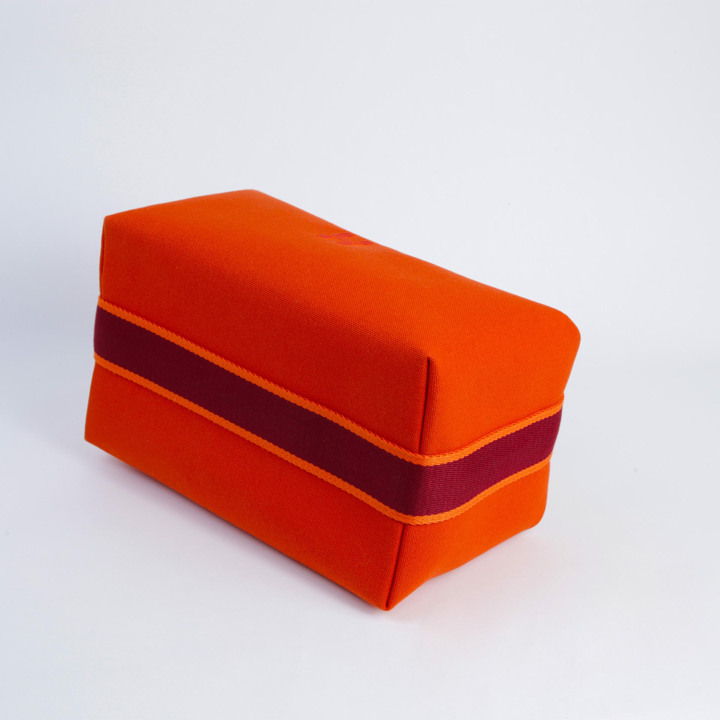 Unused ( Rank NS )  HERMÈS  Bride-a-Brac Case GM Orange (93) Canvas Palladium hardware - 5