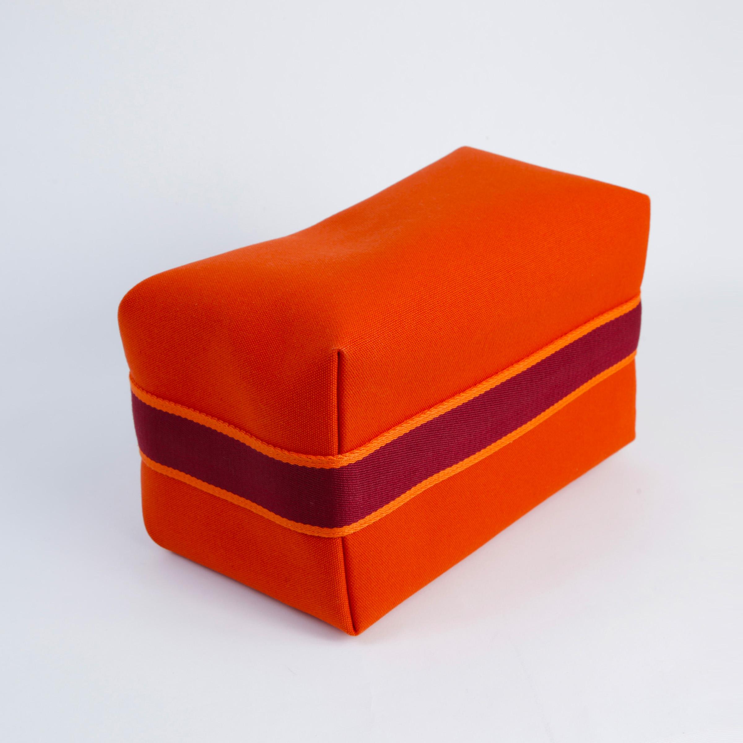 Unused ( Rank NS )  HERMÈS  Bride-a-Brac Case GM Orange (93) Canvas Palladium hardware - 6