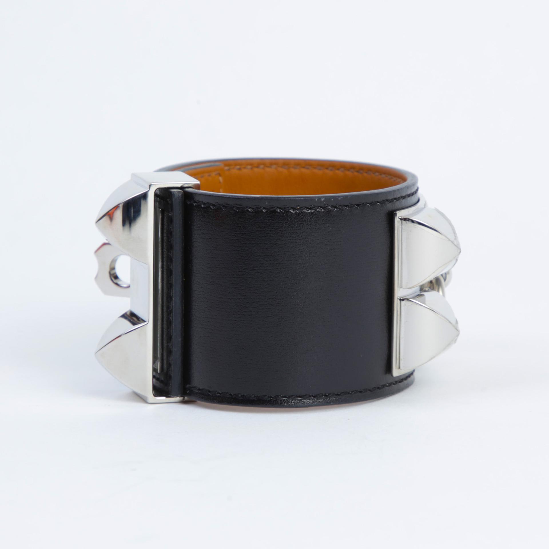 Excellent ( Rank SA ) HERMÈS CDC Bracelet Silver Black Box-calf Palladium hardware U (2022) - 4