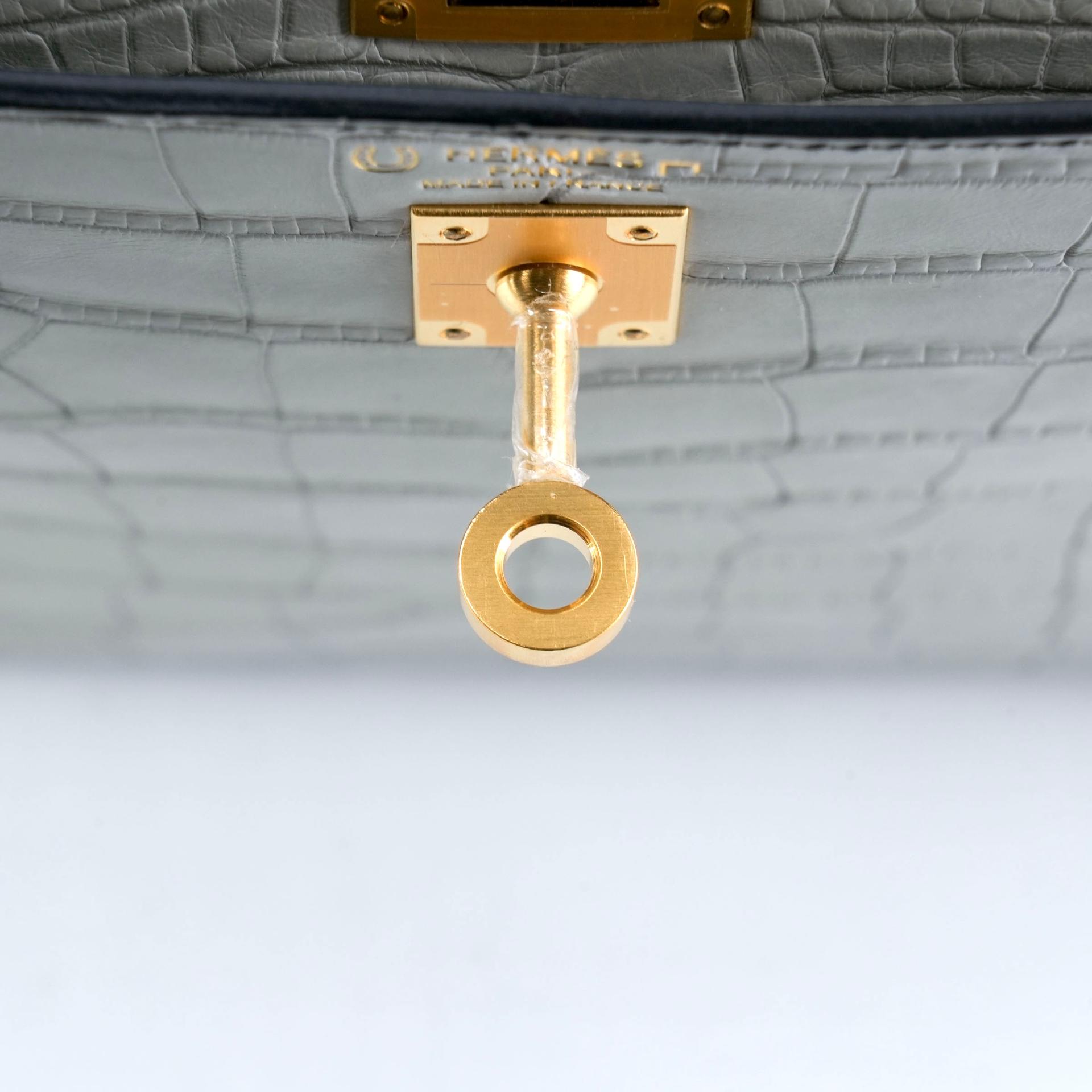 ランク N 新品 HERMÈS エルメス スペシャルオーダー ケリー25 グリパール (80) ブラック (89) クロコダイル アリゲーター マット マットゴールド金具 W刻印 - 16