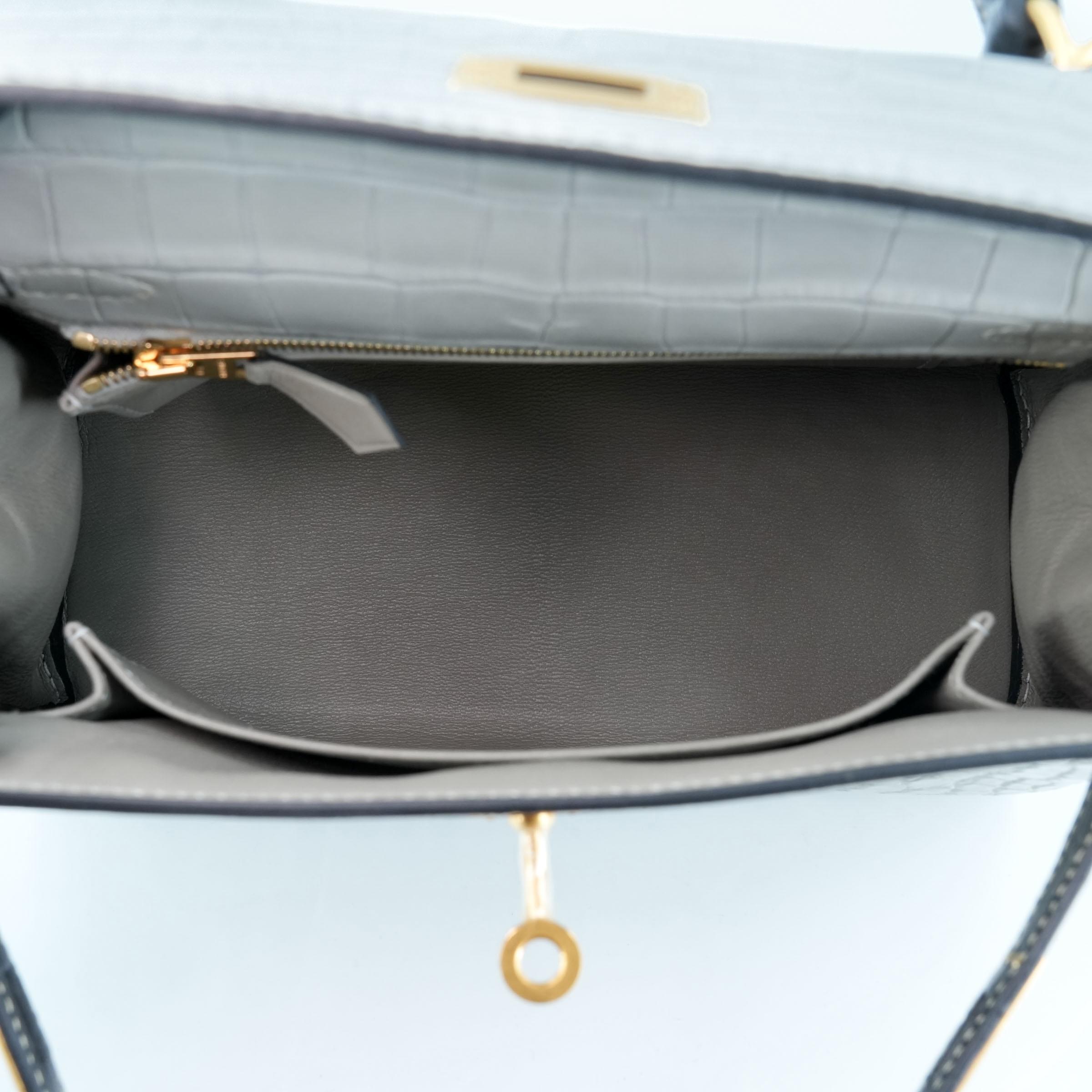 Brand New ( Rank N ) HERMÈS Special Order Kelly 25 HSS Gris Perle (80) Noir (89) Matte Alligator Brushed Gold hardware W (2024) - 19