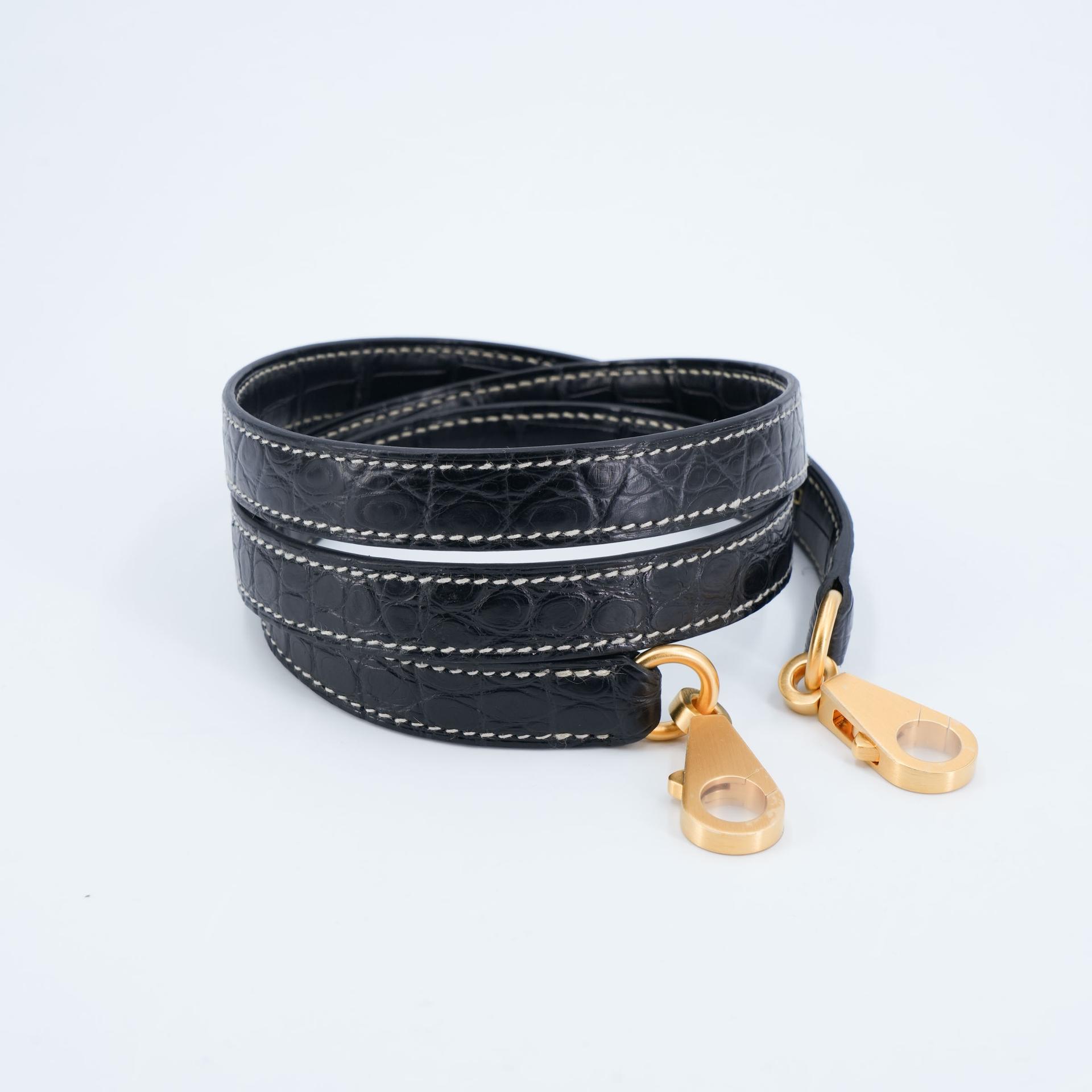 ランク N 新品 HERMÈS エルメス スペシャルオーダー ケリー25 グリパール (80) ブラック (89) クロコダイル アリゲーター マット マットゴールド金具 W刻印 - 24