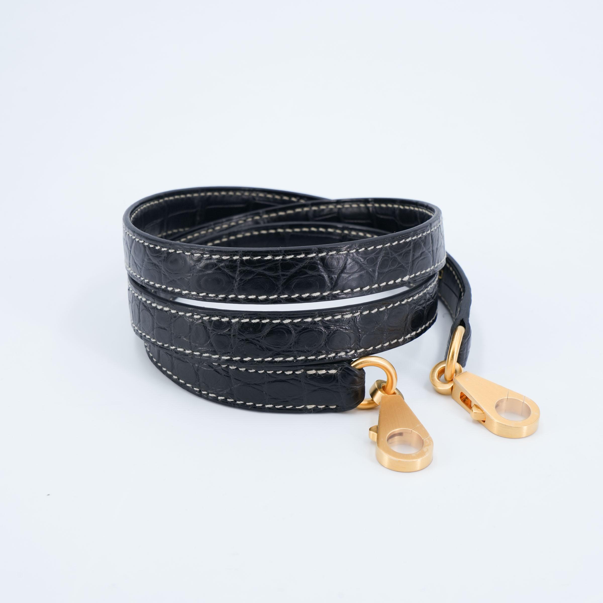 Brand New ( Rank N ) HERMÈS Special Order Kelly 25 HSS Gris Perle (80) Noir (89) Matte Alligator Brushed Gold hardware W (2024) - 24