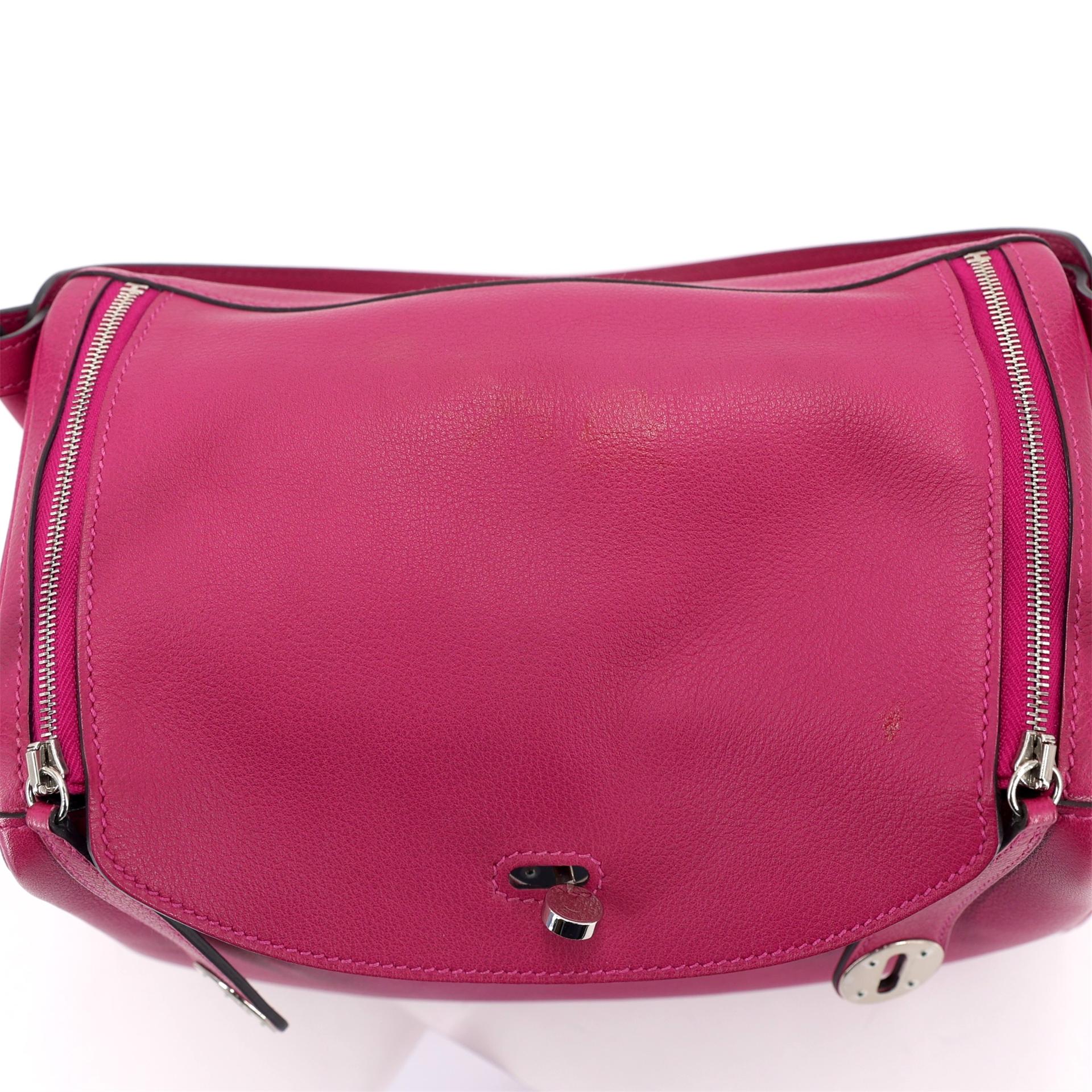 Very Good ( Rank A) HERMÈS Lindy 26 Rose Purple (L3) Evercolor Palladium hardware A (2017) - 11