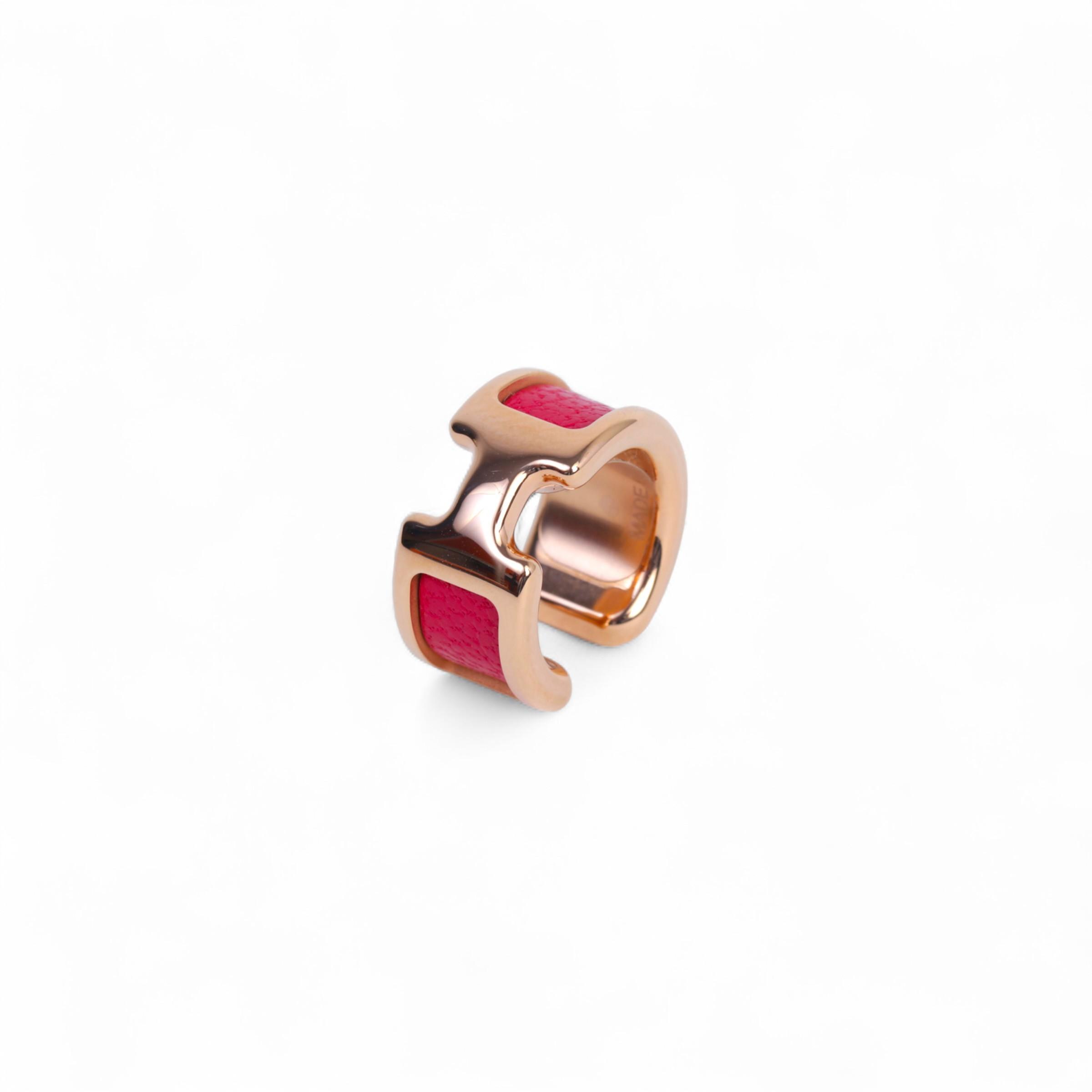 Unused ( Rank NS ) HERMÈS Olympe ear cuff  PM Rose Shocking (5R) Chevre Gold hardware - 3