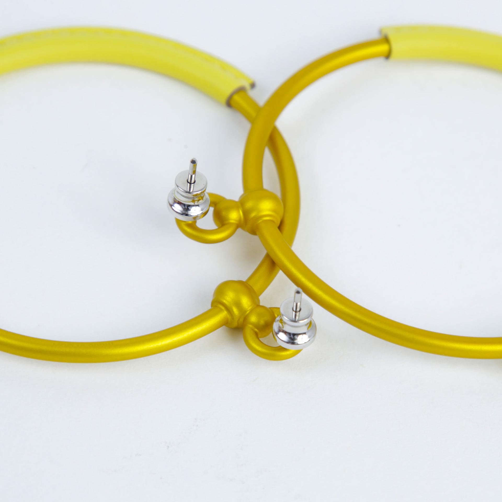 Unused ( Rank NS ) HERMÈS Loop earrings PM Lime (9R) Swift - 3