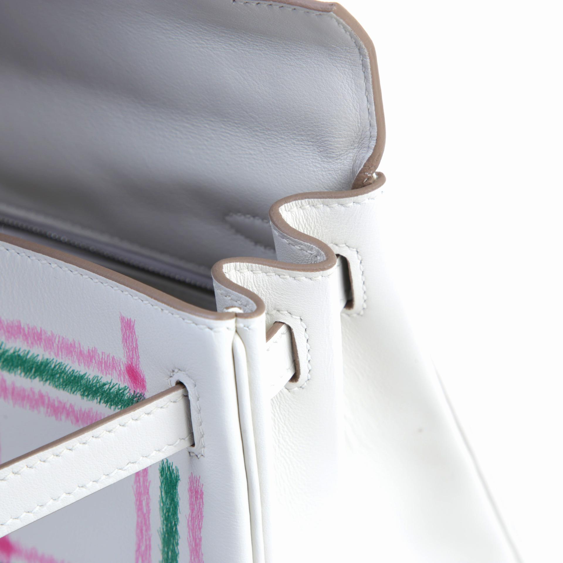 Brand New ( Rank N ) HERMÈS Kelly 25 Tartan Gris Pale (M4) Vert Moyen (65) Rose Bubblegum (L4) Swift Palladium hardware K (2025) - 11