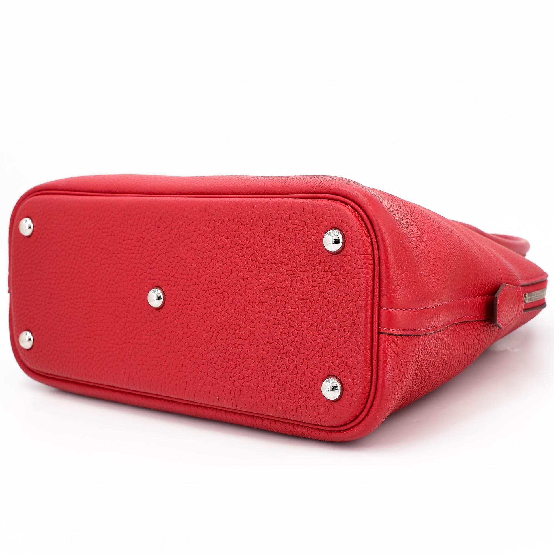 A美品  HERMÈS 愛馬仕  Bolide 31 Q5 國旗紅 Rouge Casaque Clemence小牛皮 銀扣 A刻 2017年 - 6